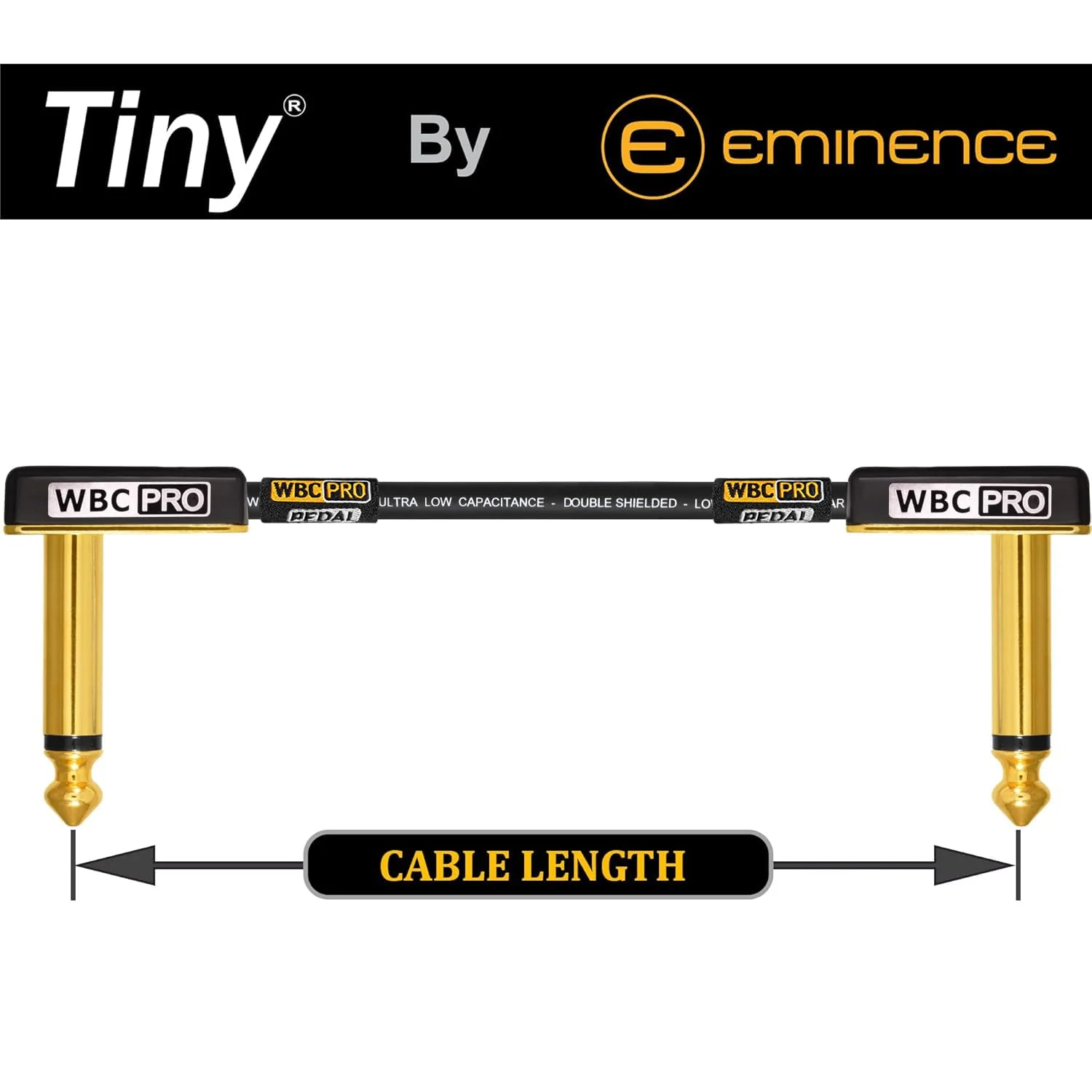 3 Units - 6 Inch - WBC-PRO-Pedal – 22 AWG - Low-Cap (18pF/ft) – Pro-Grade – Graphite-Based - Dual-Shielded Pedal, Effects, Patch, Instrument Cable with Eminence Tiny Gold Plated Angled TS Connectors - Image 6