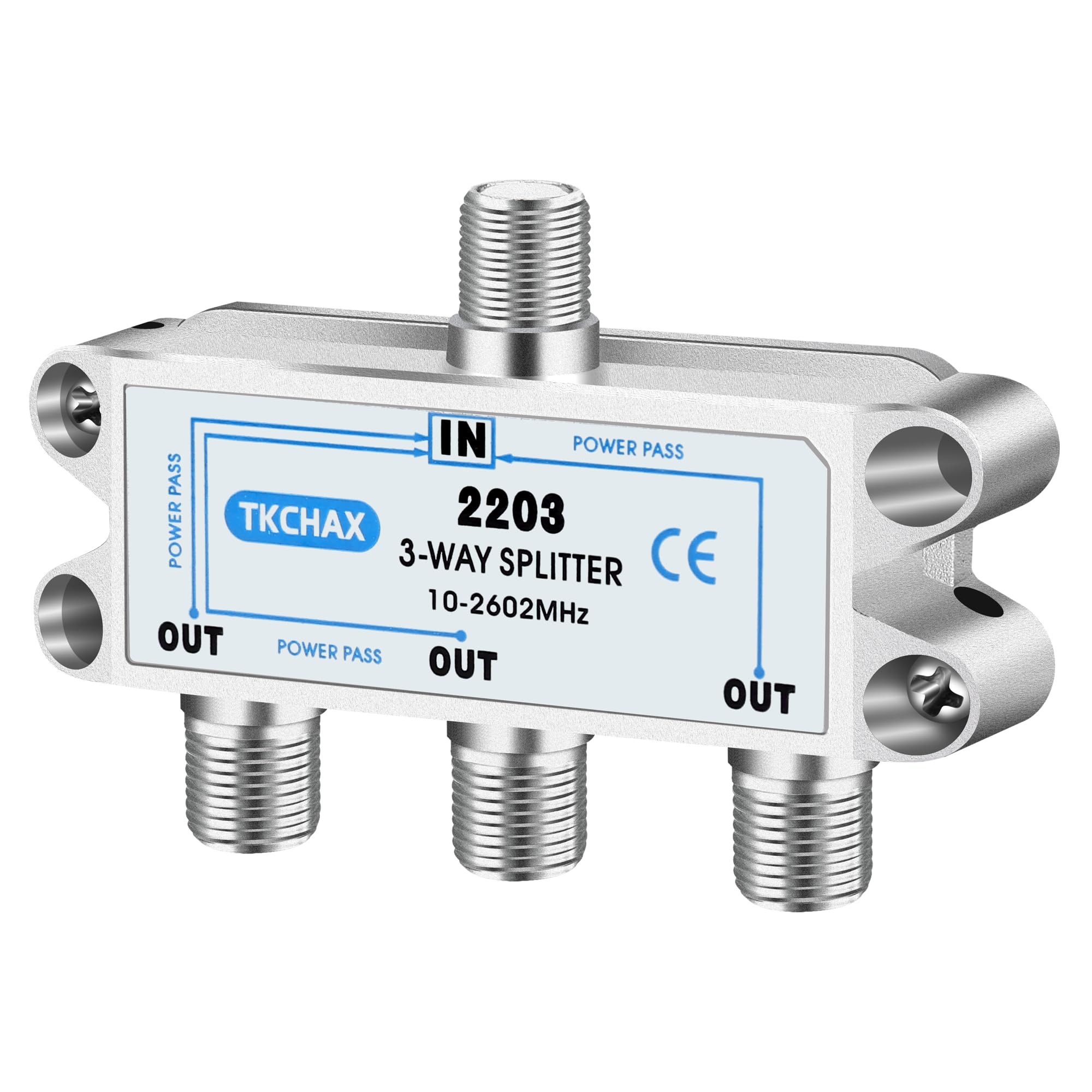 3 Way Coaxial Cable Splitter,Support 10-2602MHz, RG6 Compatible, Nickel-Plated for Cable Splitter,Work with CATV, Satellite TV,Antenna System and MoCA Configurations 3 Way Coaxial Cable Splitter