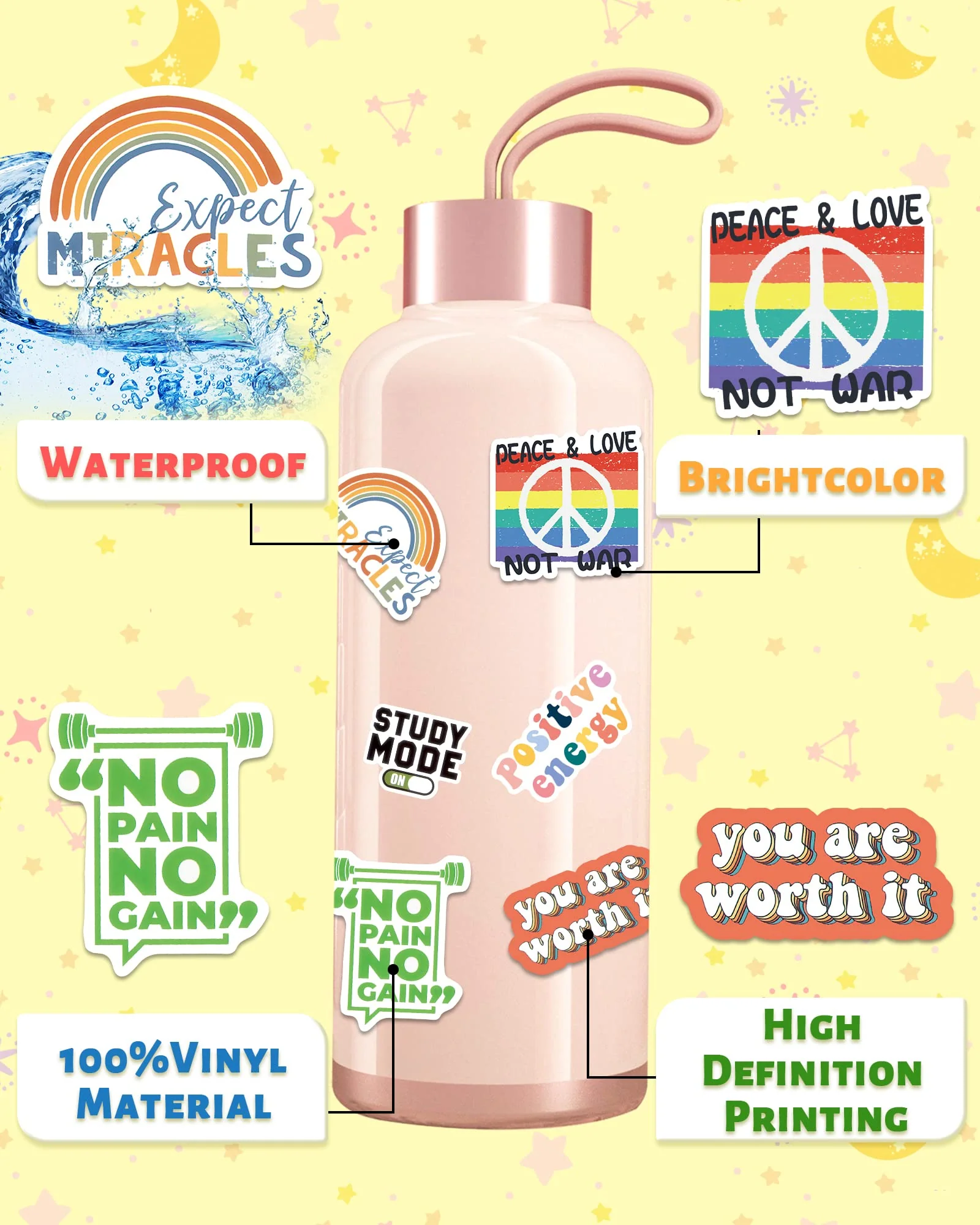 300 PCS Inspirational Stickers for Adults, Motivational Water Bottle Stickers for Teens Kids Teachers, Journaling Scrapbook Laptop Positive Quote Vinyl Stickers for Vision Board Supplies 300 Pcs - Image 5