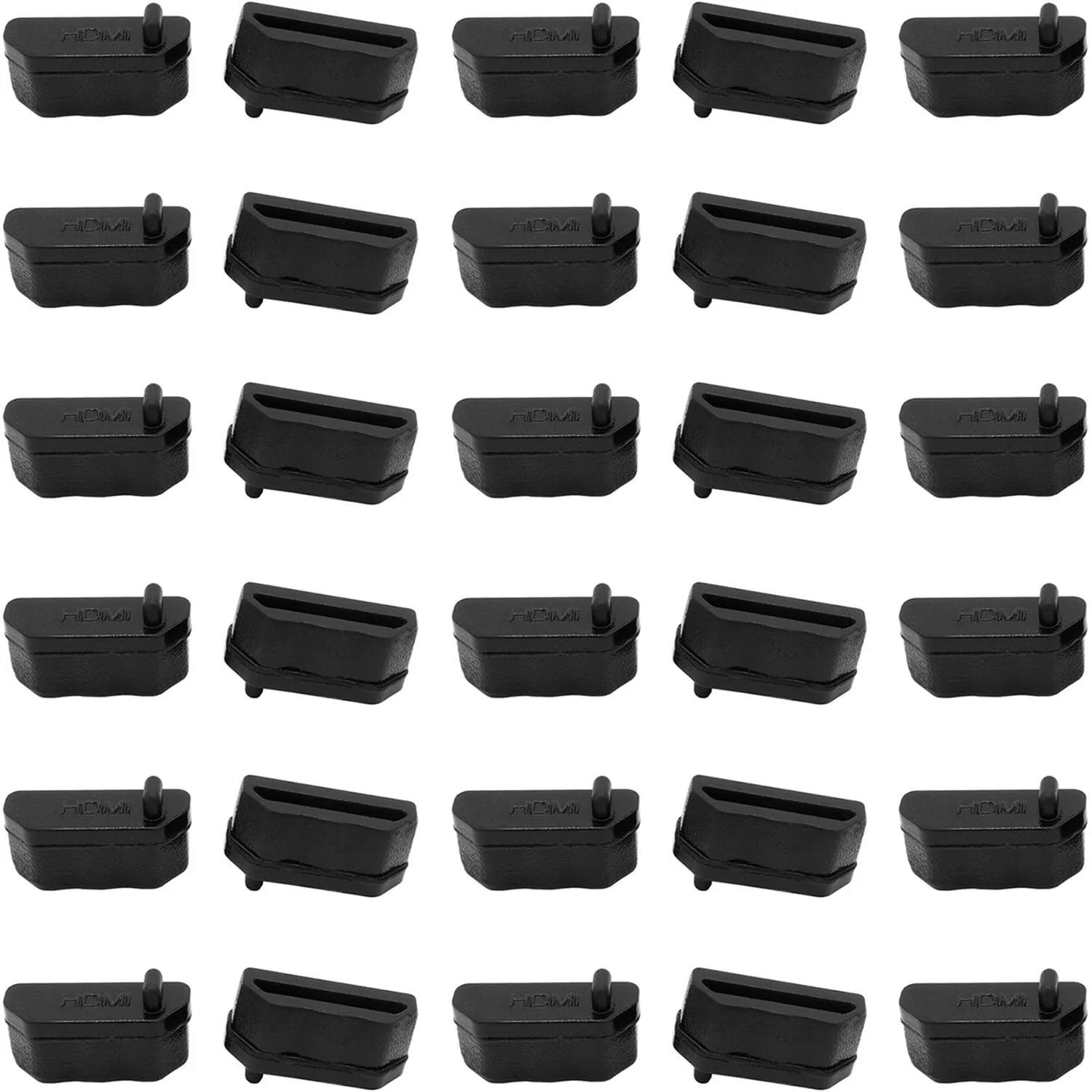 30pcs HDMI Silicone Anti Dust Cap Cover Plugs, HDMI Female Port Dustproof Plug Soft Protector Stopper, for TV,Laptop Computers etc,Black