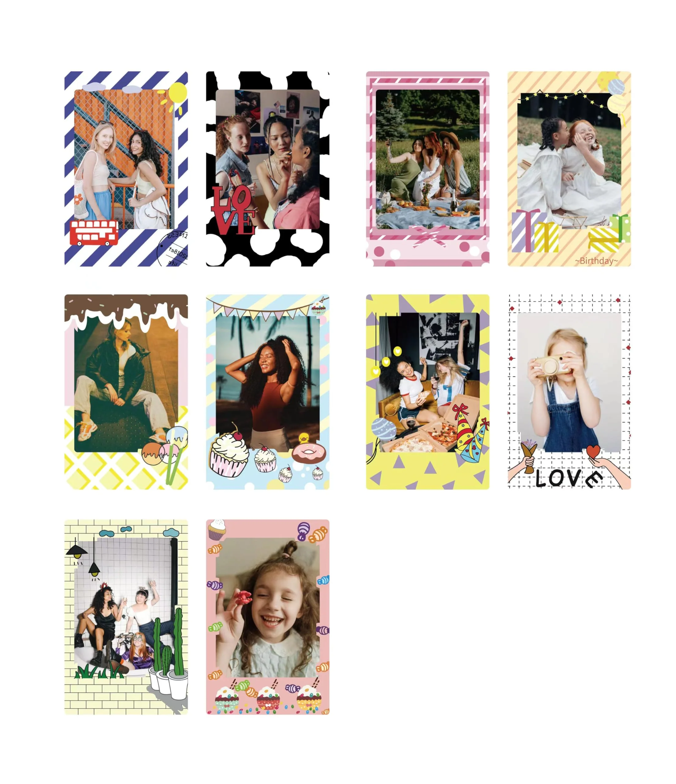 30pcs Photo Border Stickers - Lovely Mini Photo Film Stickers Compatible with FujiFilm Instax Mini 12/11/9/8/7S/70/50S/90 EVO Instant Film 3sets-30pcs-colorful 2x3 Photo Border Stickers - Image 6