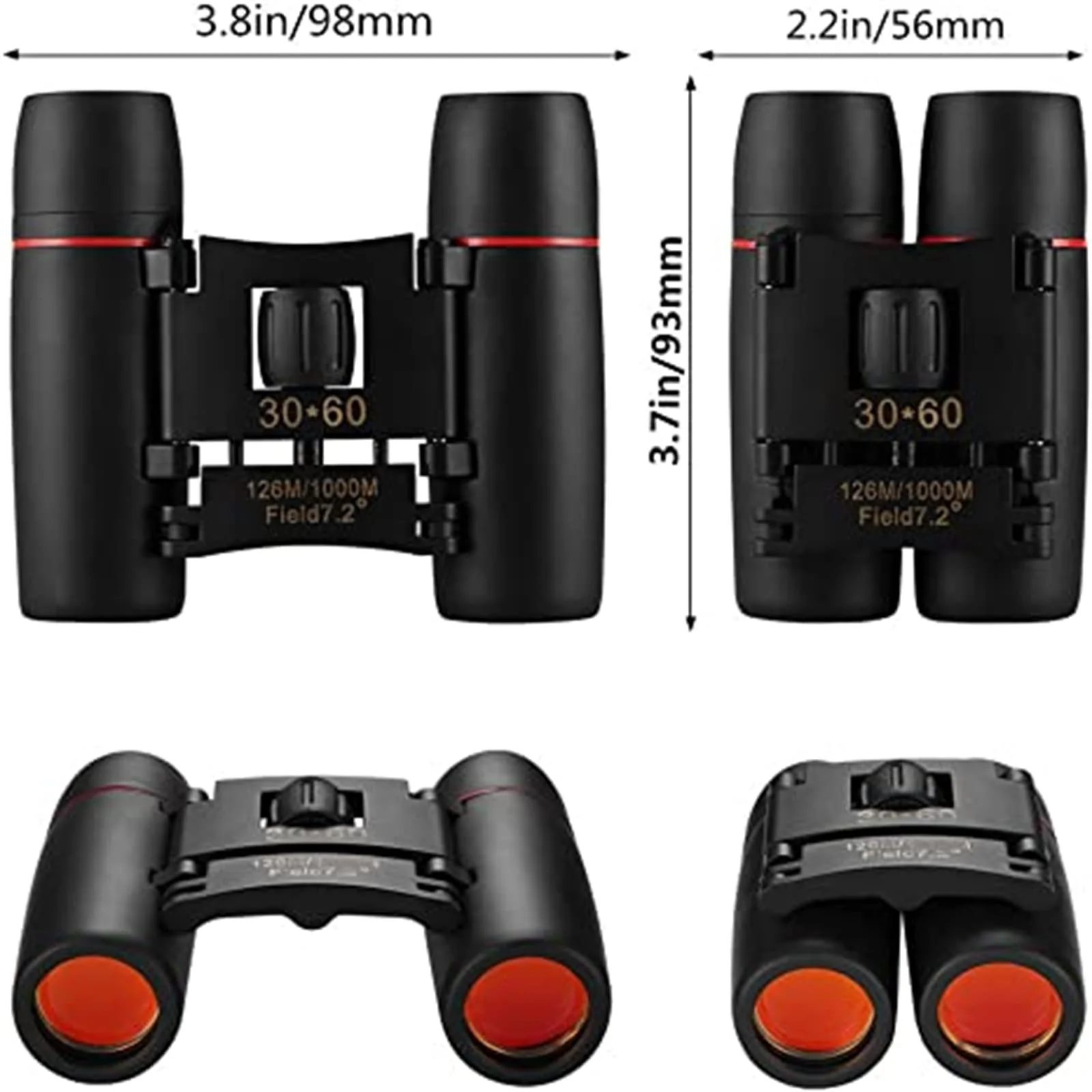 30x60 Mini Compact Binoculars for Adults, Portable Pocket Foldable Binoculars for Waterproof Bird Watching, Mountaineering, Outdoor Hunting - Image 6