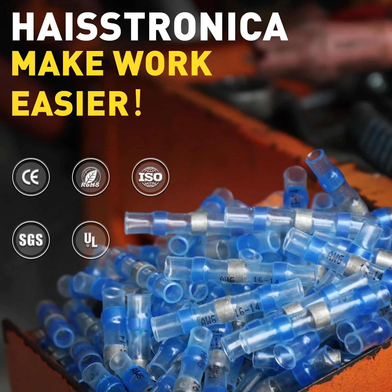 330PCS Solder Seal Wire Connectors-haisstronica Marine Grade - Heat Shrink Butt Connectors-Self Solder for Electrical,Stereo(30Yellow 80White 110Red 110Blue) 330PCS - Image 7
