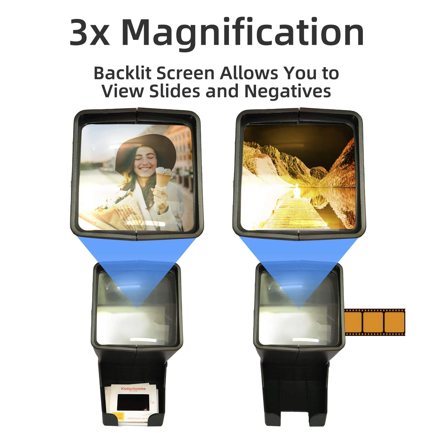 35mm Desk Top Portable Negative and Slide Viewer,LED Lighted and 3X Magnification - Image 3