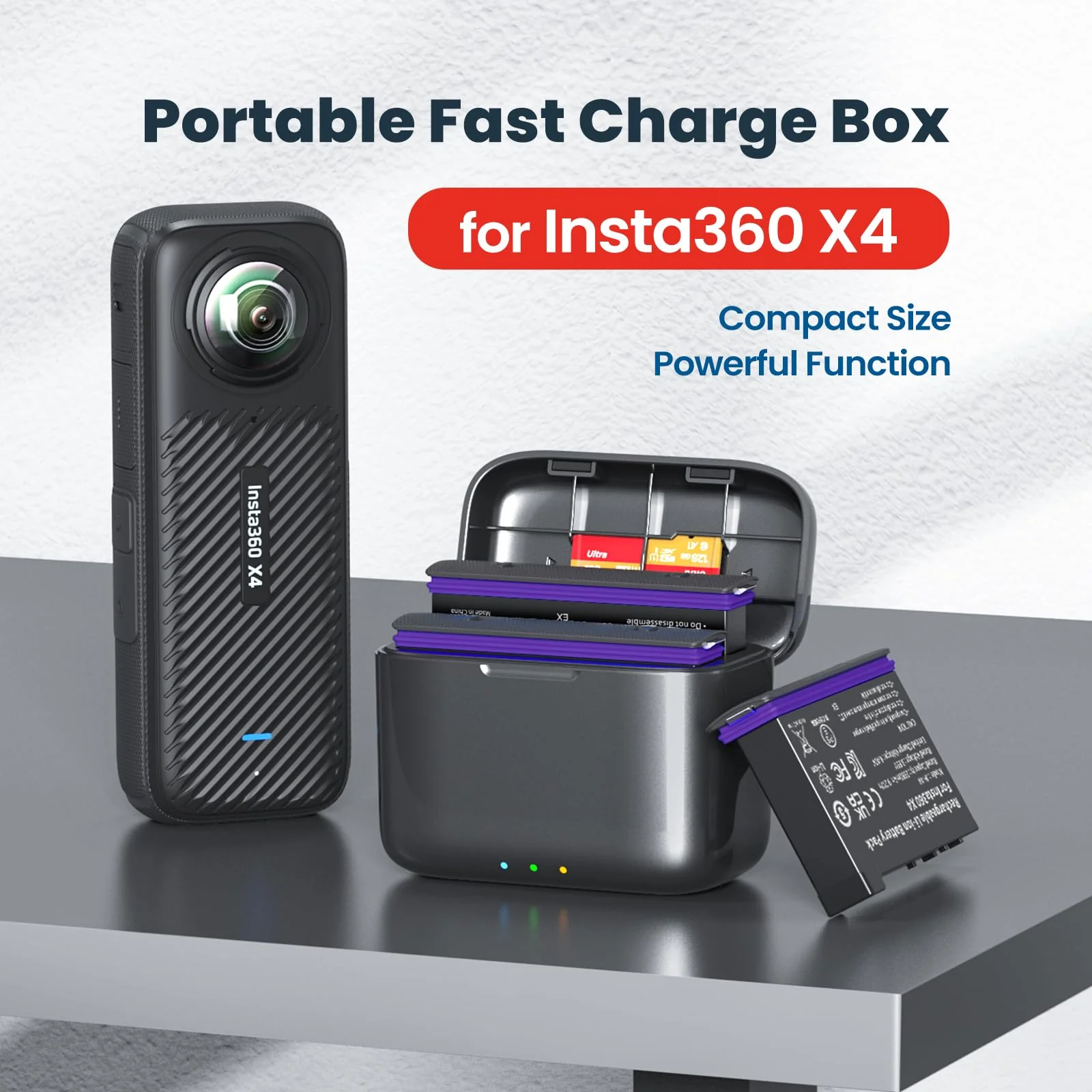 360 X4 Battery(2 Packs) with Fast Battery Charger Hub for Insta360 X4,2-Channel Quick Battery Charging Storage Station - Image 2