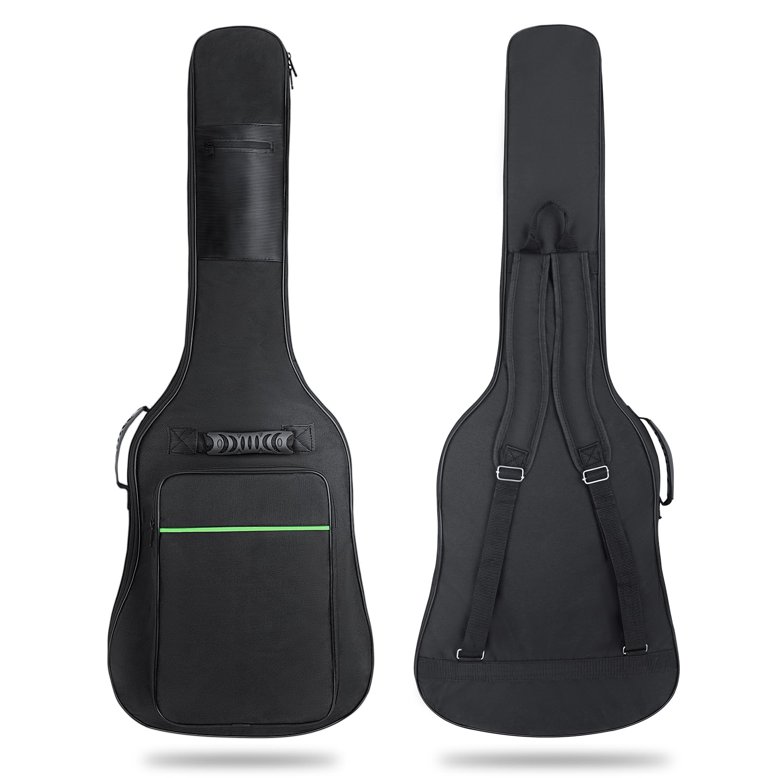 39 Inch Electric Guitar Bag 7mm Padding Waterproof Electric Guitar Case, Electric Guitar Gig Bag Backpack with Neck Strap and Pockets, Black Black(Green Line) - Image 7