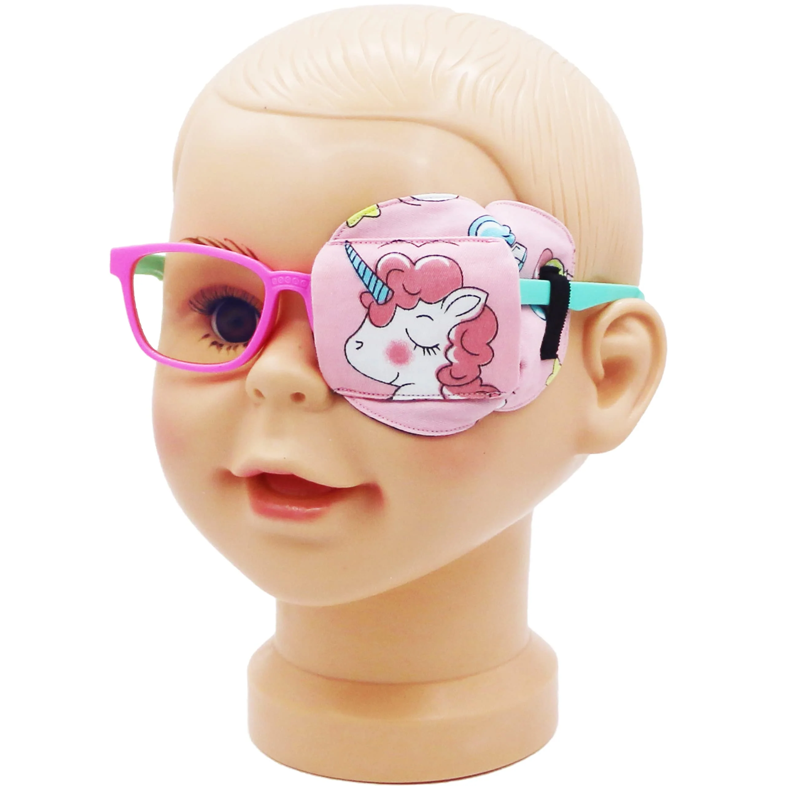 3D Cotton & Silk Eye Patch for Kids | Girls Eye Patch for Glasses | Medical Eye Patch for Children with Lazy Eye (Pink Unicorn, Left Eye) To Cover Left Eye Pink Hair Unicorn