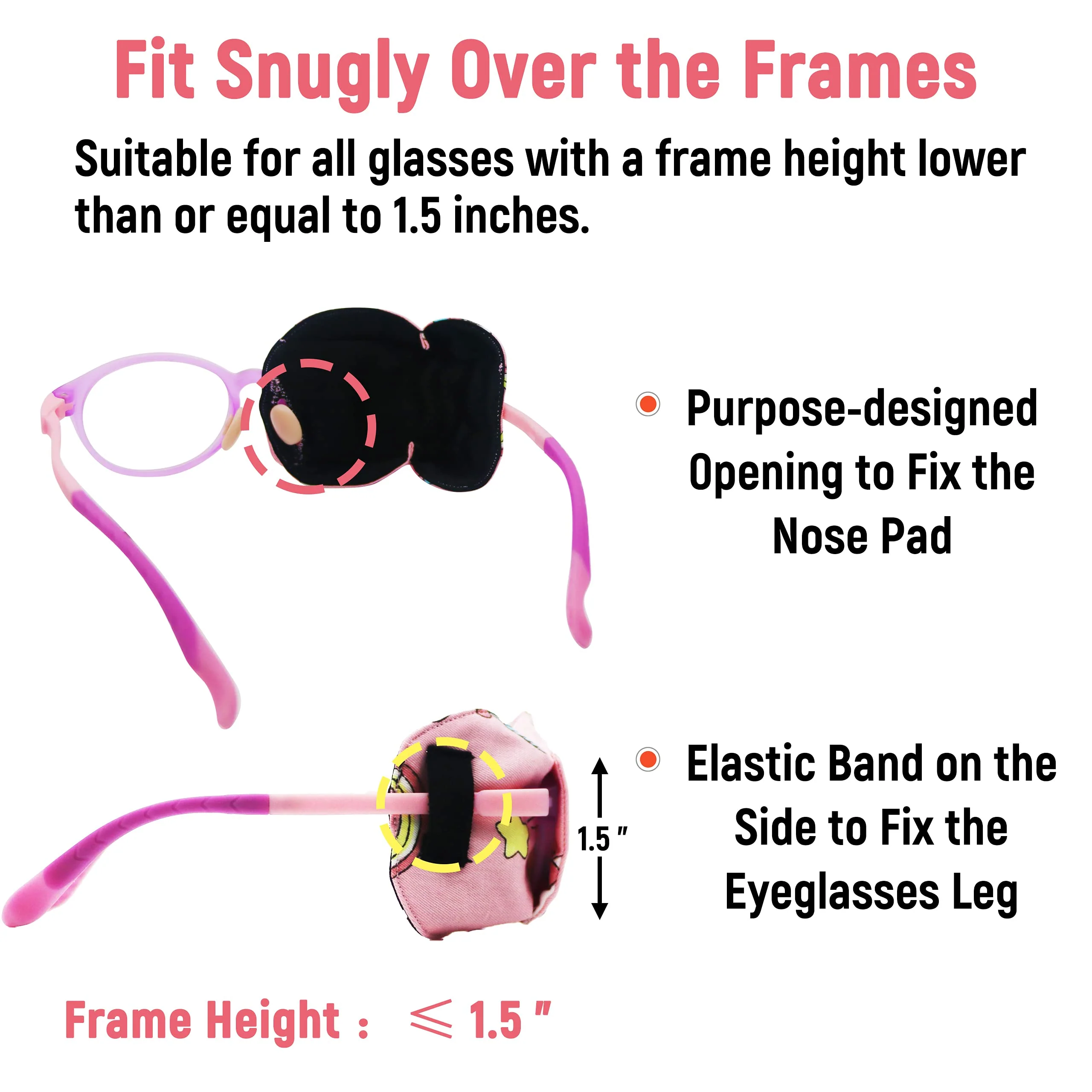 3D Cotton & Silk Eye Patch for Kids | Girls Eye Patch for Glasses | Medical Eye Patch for Children with Lazy Eye (Pink Unicorn, Right Eye) To Cover Right Eye Pink Hair Unicorn - Image 4