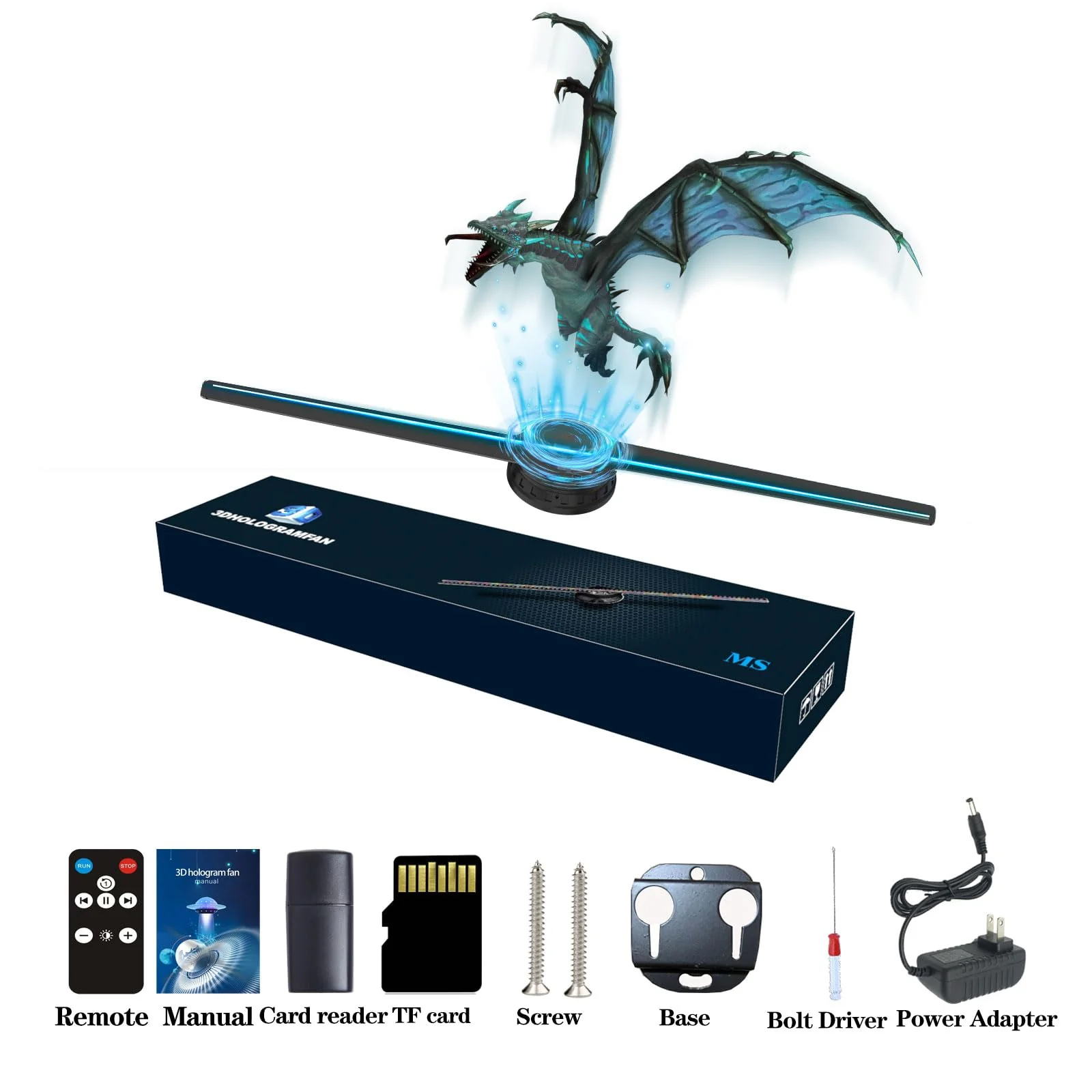3D Hologram Fan,12.6-Inch Missyou 3D Holographic Projector Advertising Display with Remote and Bluetooth and Splicing,700 Video Library and 224 LED for Business Store Signs,Bar,Casino,Party - Image 2