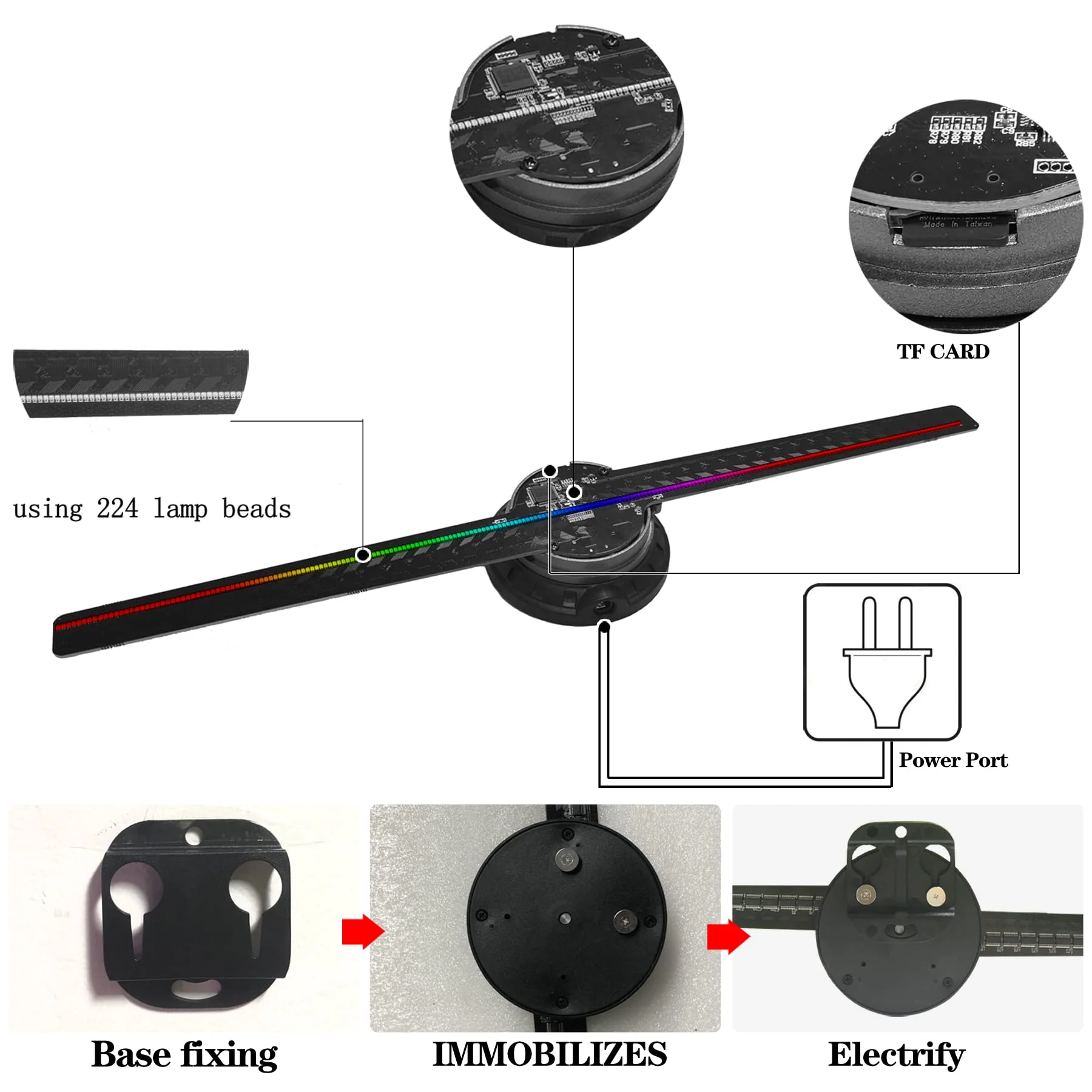 3D Hologram Fan,12.6-Inch Missyou 3D Holographic Projector Advertising Display with Remote and Bluetooth and Splicing,700 Video Library and 224 LED for Business Store Signs,Bar,Casino,Party - Image 5