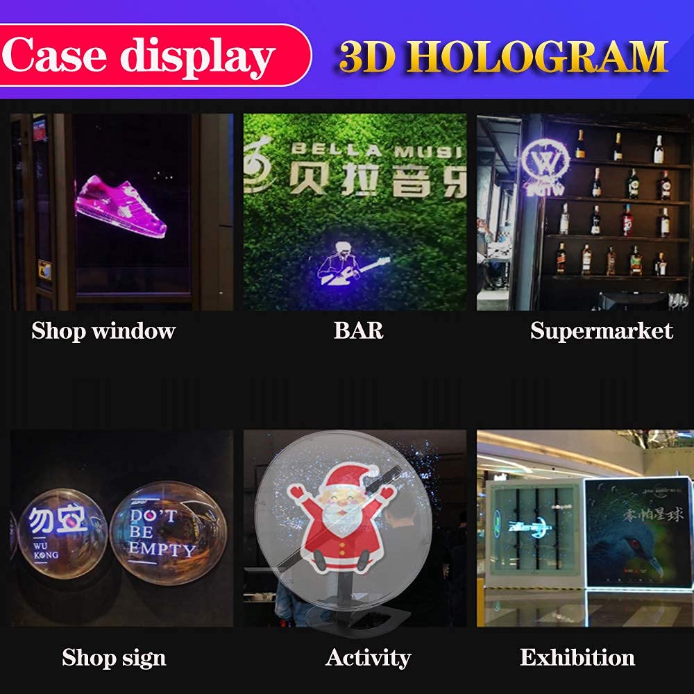 3D Hologram Fan,12.6-Inch Missyou 3D Holographic Projector Advertising Display with Remote and Bluetooth and Splicing,700 Video Library and 224 LED for Business Store Signs,Bar,Casino,Party - Image 9