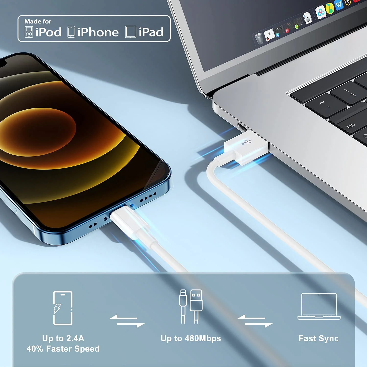 3ft iPhone Charger, [ Apple Certified ] Apple Charging Cord, 3 Feet Original Lightning to USB Cable, 3 Foot iPhone Charging Cable for iPhone 14 Pro Max/14/13 Pro/13/12 Mini/11/XS/XR/8/7/6S/5/SE,iPad - Image 7