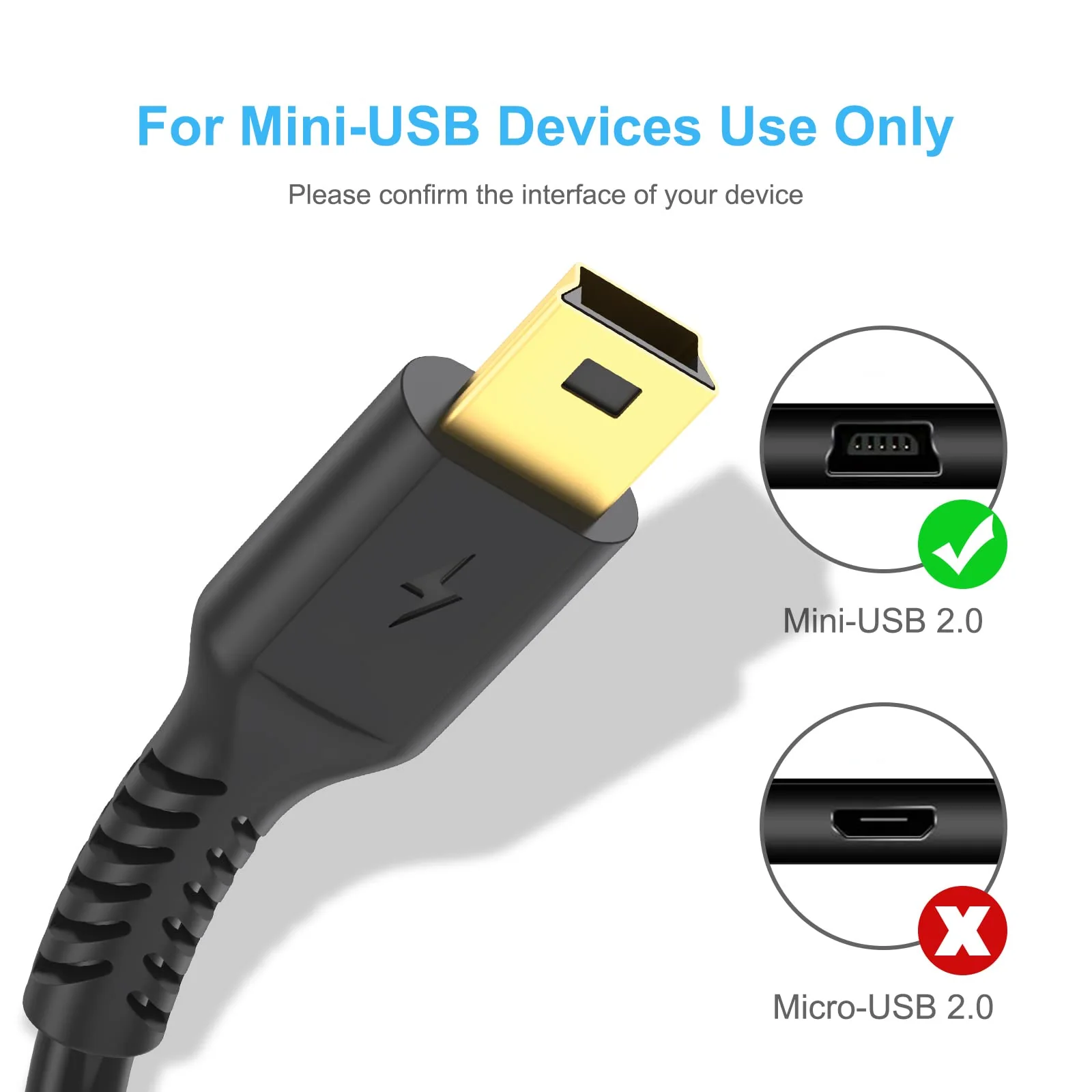 3ft Mini USB Cable, Standard USB 2.0 to Mini B Male Charger Cord Durable USB Mini to USB Charging Cable Compatible with PS3 Controller, MP3 Player, Camera, Dash Cam, Garmin GPS, Hero 3+(Black) 3 Feet Black 1 - Image 3
