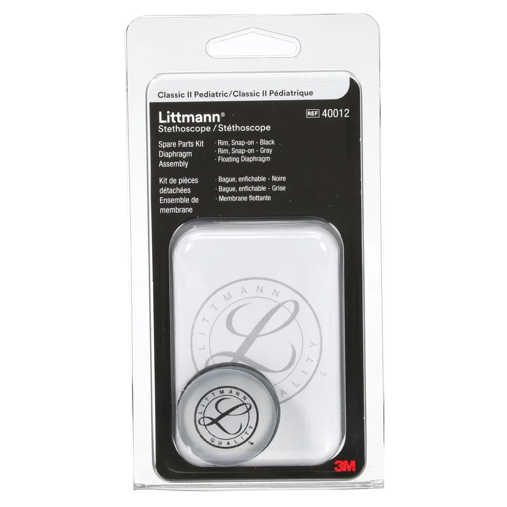 3M Littmann Stethoscope Spare Parts Kit – Classic II Pediatric Diaphragm Assembly, Includes Black & Gray Rim, Floating Diaphragm, 40012
