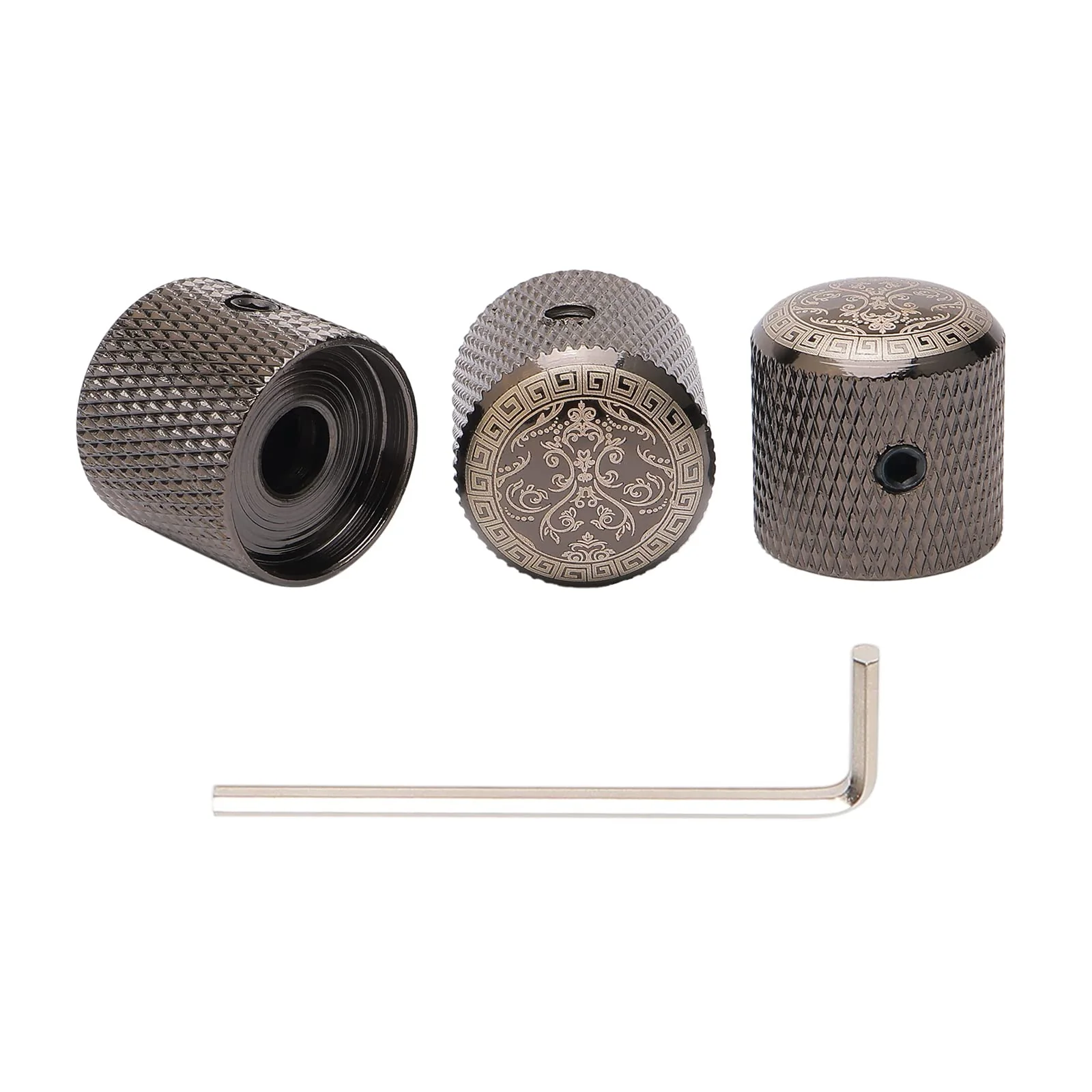 3PCS Classical Guitar Knobs Vintage-Inspired Engraved Metal Volume Tone Knobs for 6mm Shaft Pots Guitar