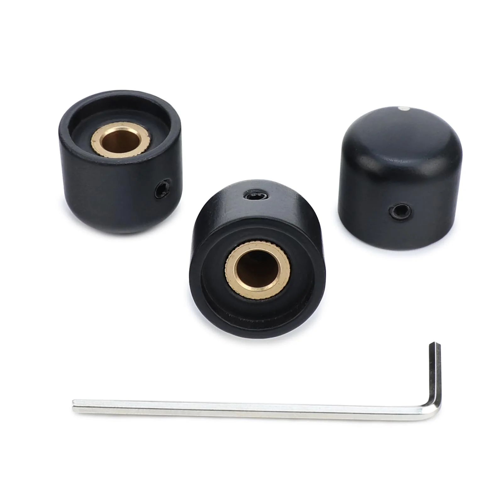 3Pcs Ebony Electric Guitar Volume Tone Knobs with Brass Hole Wood Bass Guitar Control Knobs Compatible with Fender Strat Telecaster Jazz Les Paul Guitar Replacement Parts (Ebony Natural Color) 3 Piece Ebony-6.0