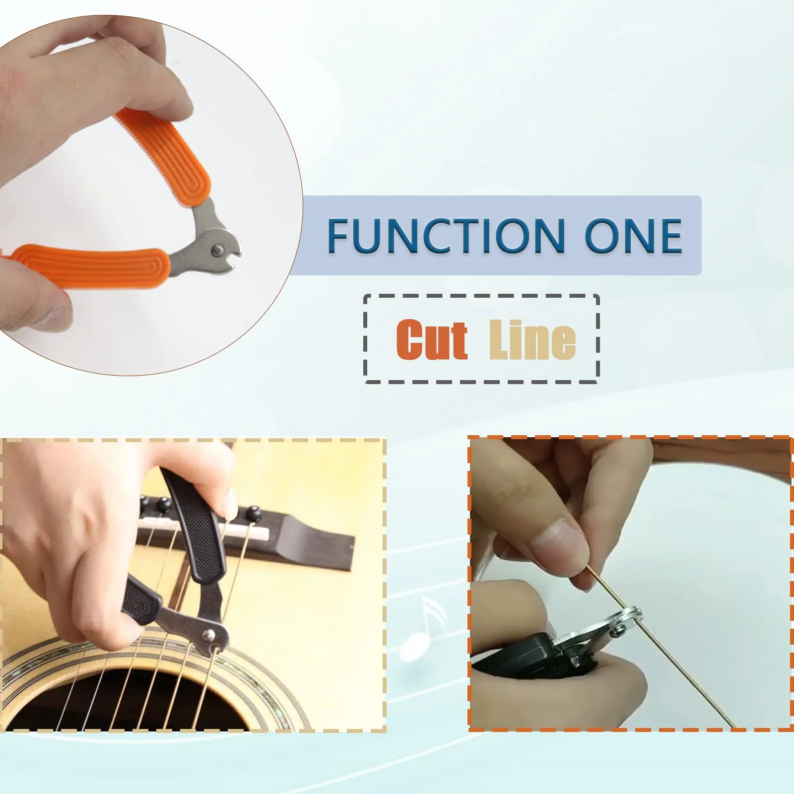 3Pcs Guitar String Cutter and Winder Tool, Acoustic Guitar Bridge Pin Remover Puller, 3-In-1 Guitar String Replace Tool for Guitar Mandolin Banjo orange - Image 4