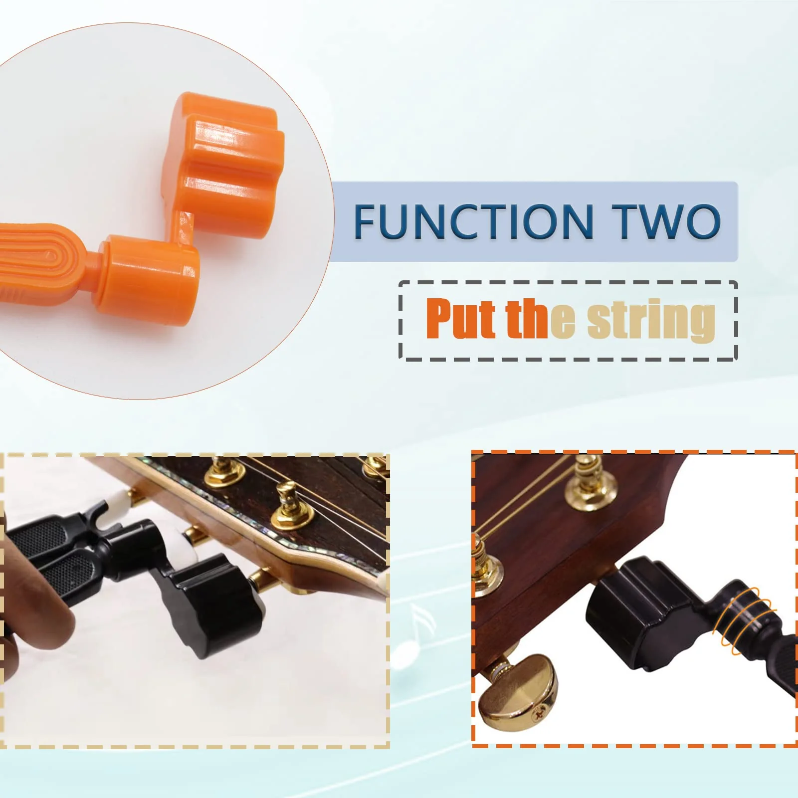 3Pcs Guitar String Cutter and Winder Tool, Acoustic Guitar Bridge Pin Remover Puller, 3-In-1 Guitar String Replace Tool for Guitar Mandolin Banjo orange - Image 5
