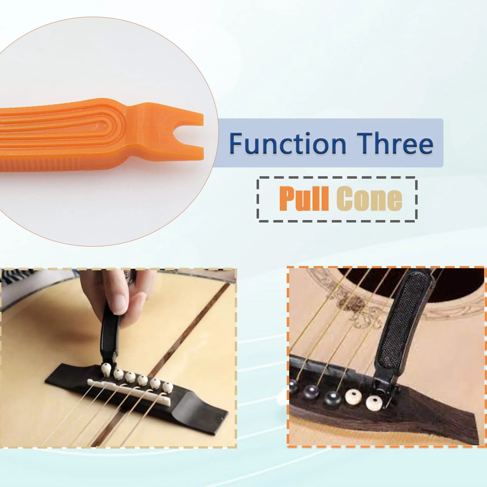 3Pcs Guitar String Cutter and Winder Tool, Acoustic Guitar Bridge Pin Remover Puller, 3-In-1 Guitar String Replace Tool for Guitar Mandolin Banjo orange - Image 6