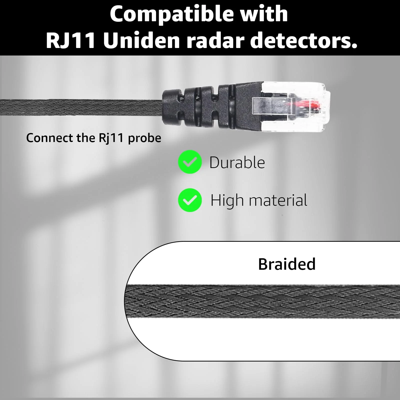 3PCS RJ11 Replacement Mirror Wire Power Cord for Uniden Radar Detectors,Fits R4 R3 R1 R7 R8 Model(3005201U) 3 - Image 6