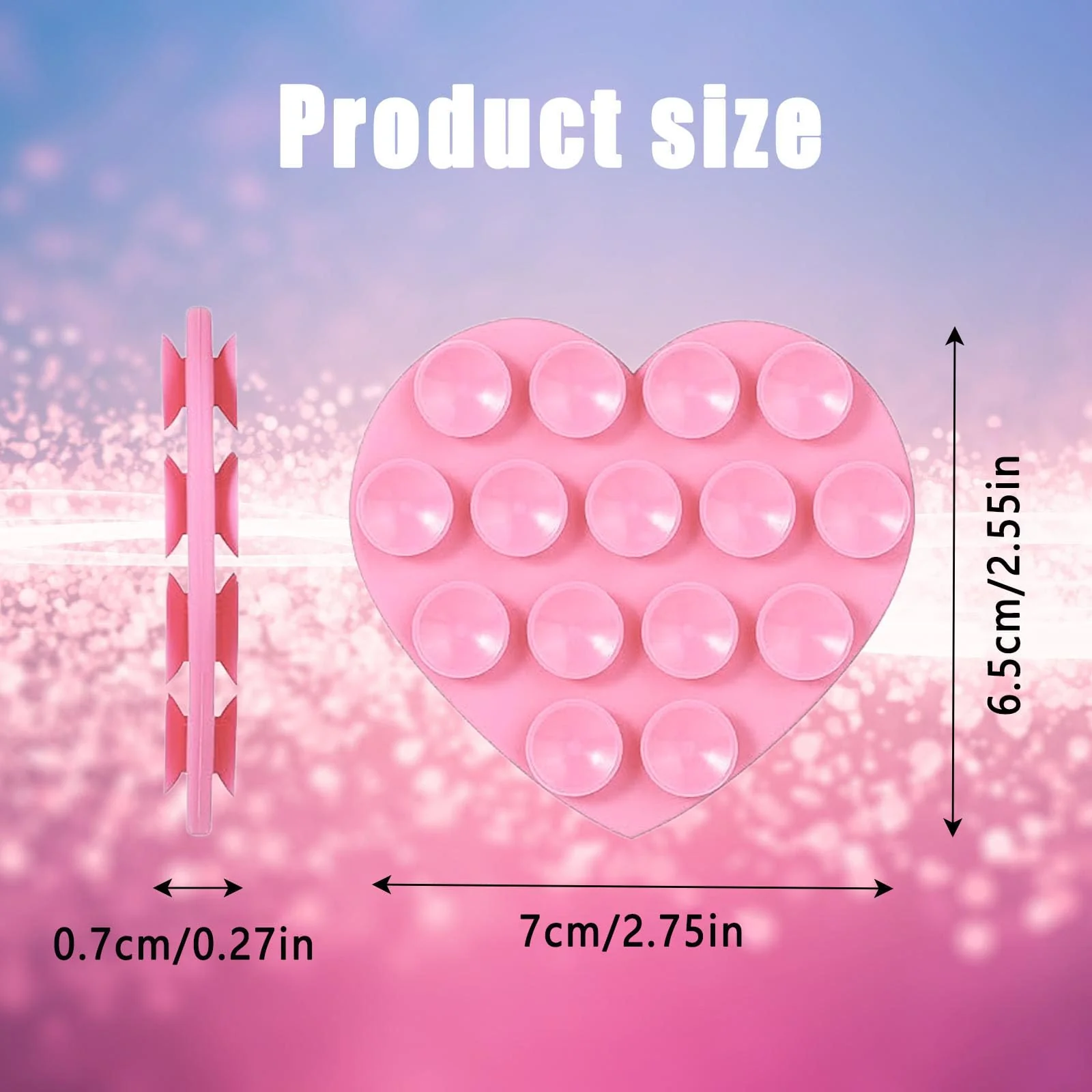 3PCS Silicone Suction Phone Case Mount,Double-Sided Heart Shaped Non Slip Suction Cup Phone Mount,Hands-Free Phone Accessories Holder for Selfies and Videos,Phone Stand Sticky for Cell Phone - Image 2