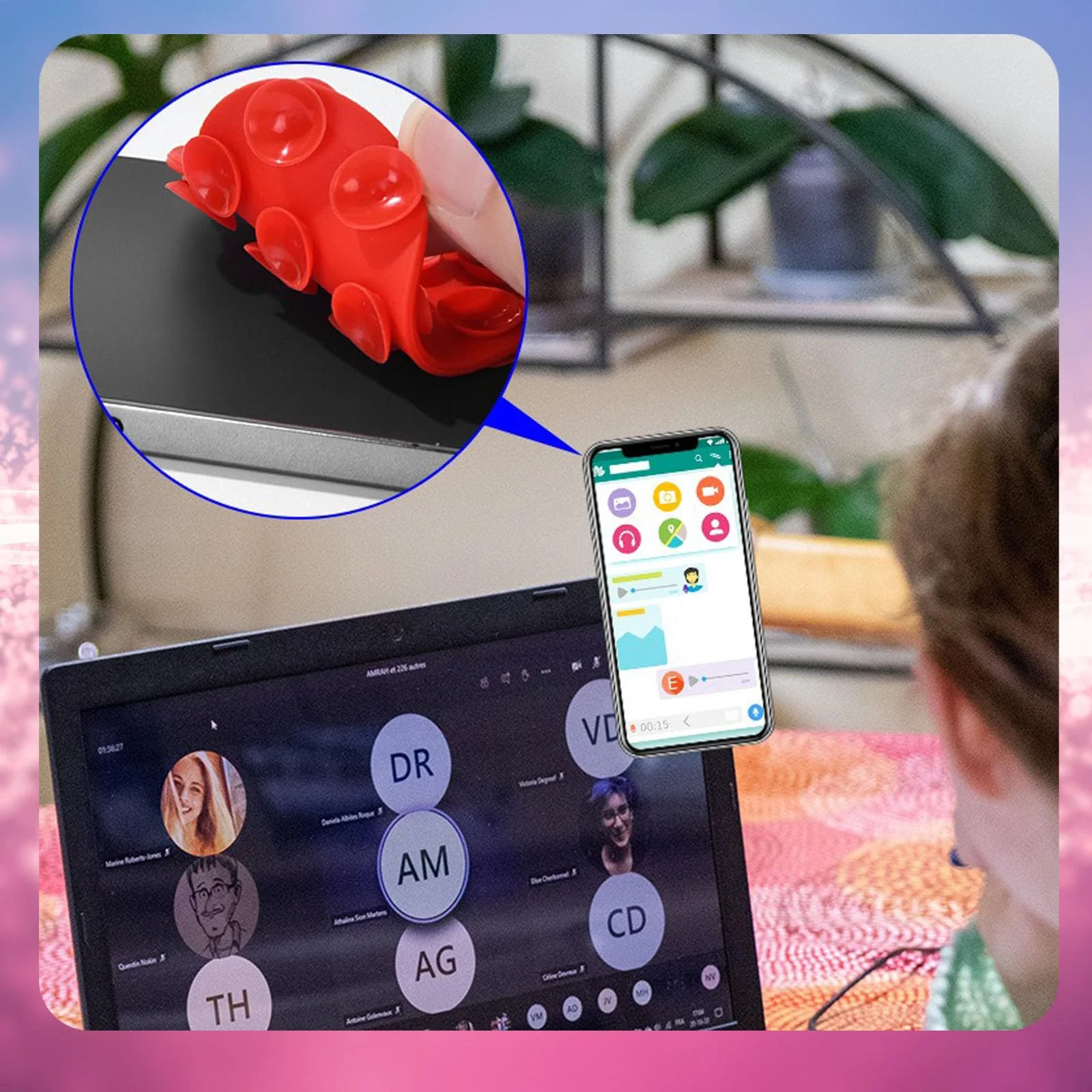 3PCS Silicone Suction Phone Case Mount,Double-Sided Heart Shaped Non Slip Suction Cup Phone Mount,Hands-Free Phone Accessories Holder for Selfies and Videos,Phone Stand Sticky for Cell Phone - Image 6
