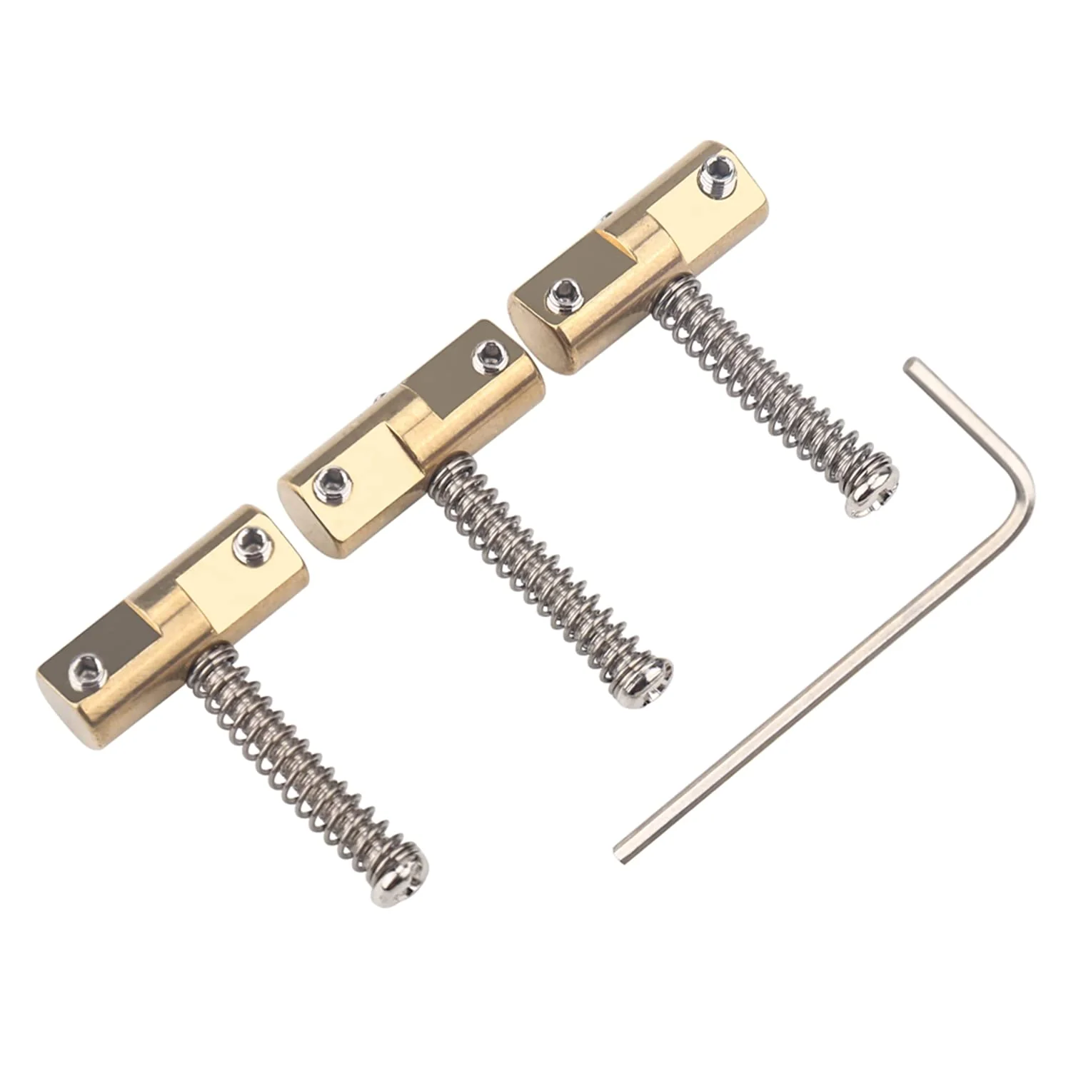 3Pcs WTB 10.8mm Brass Guitar Compensated Telecaster Saddles Set with Wrench for Fender Vintage-style Tele Bridge Electric Guitar Replacement Part