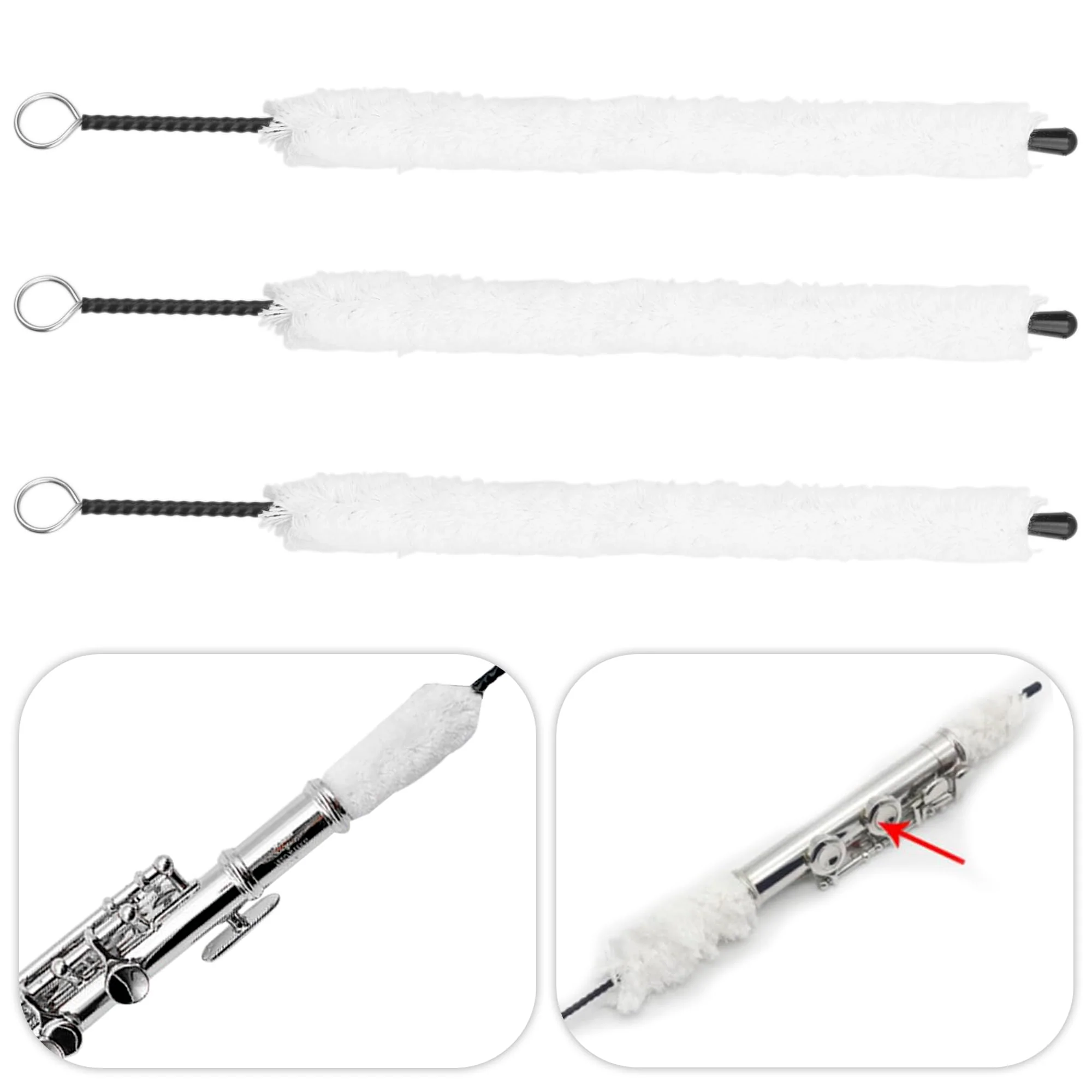 3Pcs Yootones Piccolo Cleaning Brush Swab Cleaner Tools L21mm for Piccolo Instrument