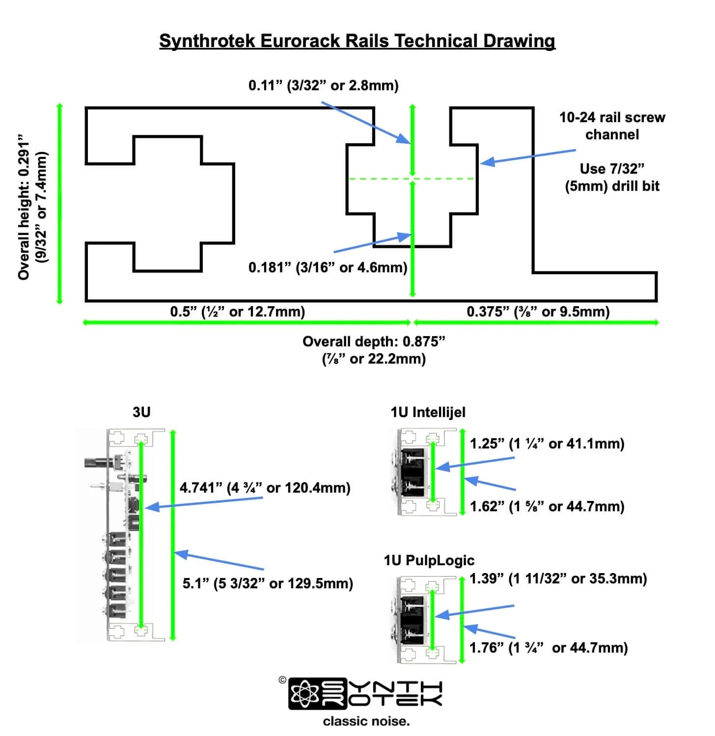 3U Eurorack Bracket Ears 104HP Rails, 50 Slide Nuts by Synthrotek: Modular Rackmount Ears - Image 6