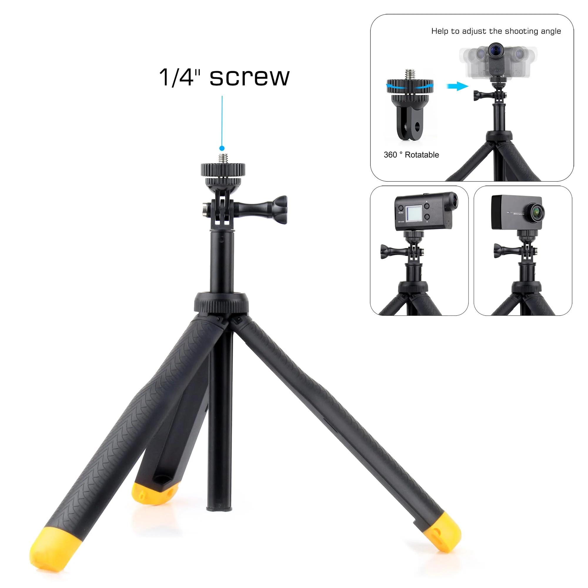 4-in-1 Floating Hand Grip Tripod Underwater Waterproof Selfie Stick Extendable Monopod for GoPro Hero 12 11 10 9 8 7 6 5 4,Insta360,Used as a Floating Tripod,Hand Grip,Selfie Stick,Tripod Stand Yellow - Image 4