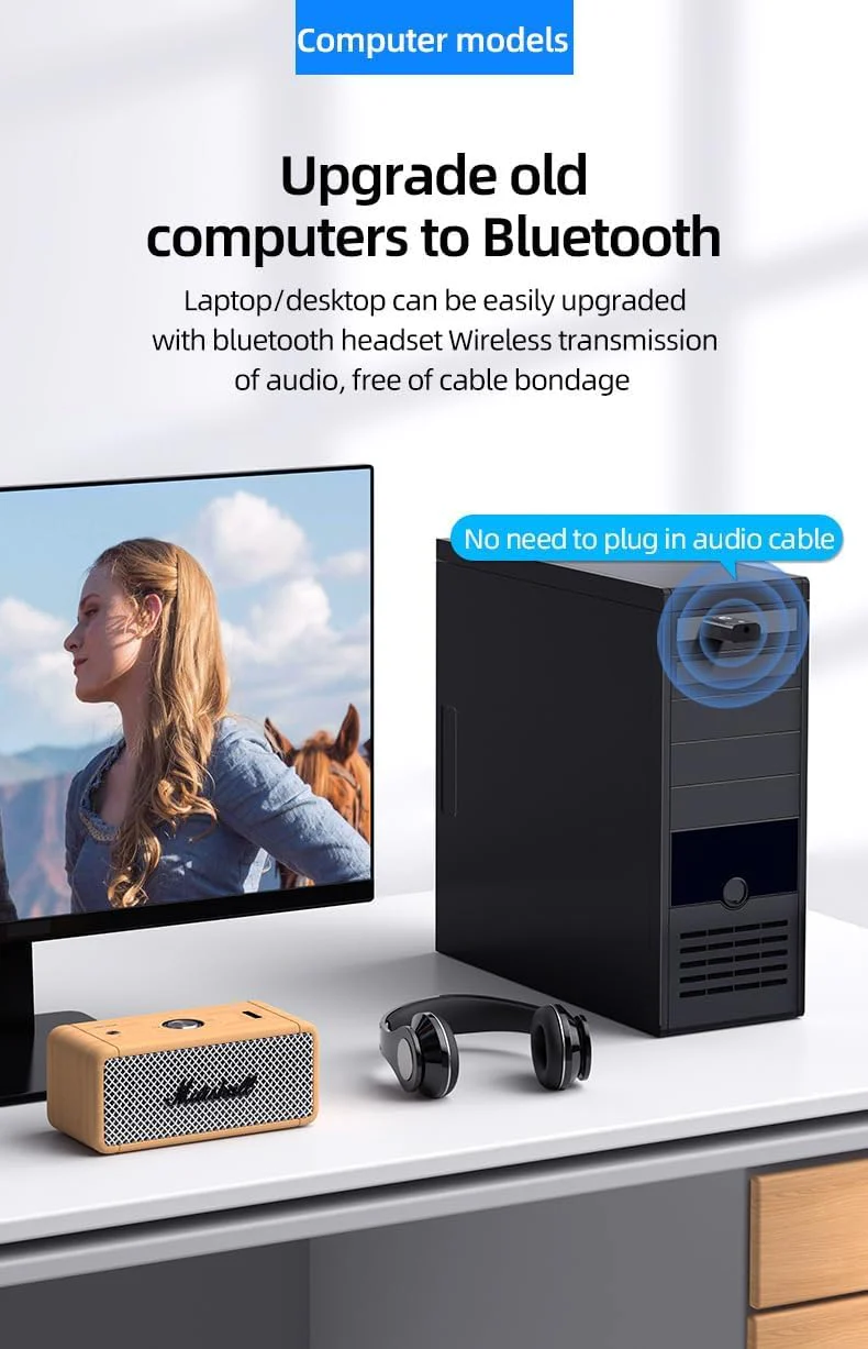 4-in-1 USB Audio Bluetooth Transmitter/Receiver with Surround Sound, 5.1 Channel, AUX Input and Microphone and Accessories - Image 5