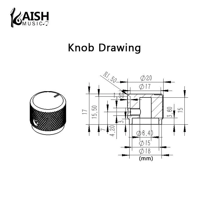 4-Pack 20mm Diam. Set Screw Style Aluminium Potentiometer Knobs 1/4" Universal Pot Control Knobs with Indicator for Guitar/Bass/AMP Amplifier Black with Indicator Line - Image 2