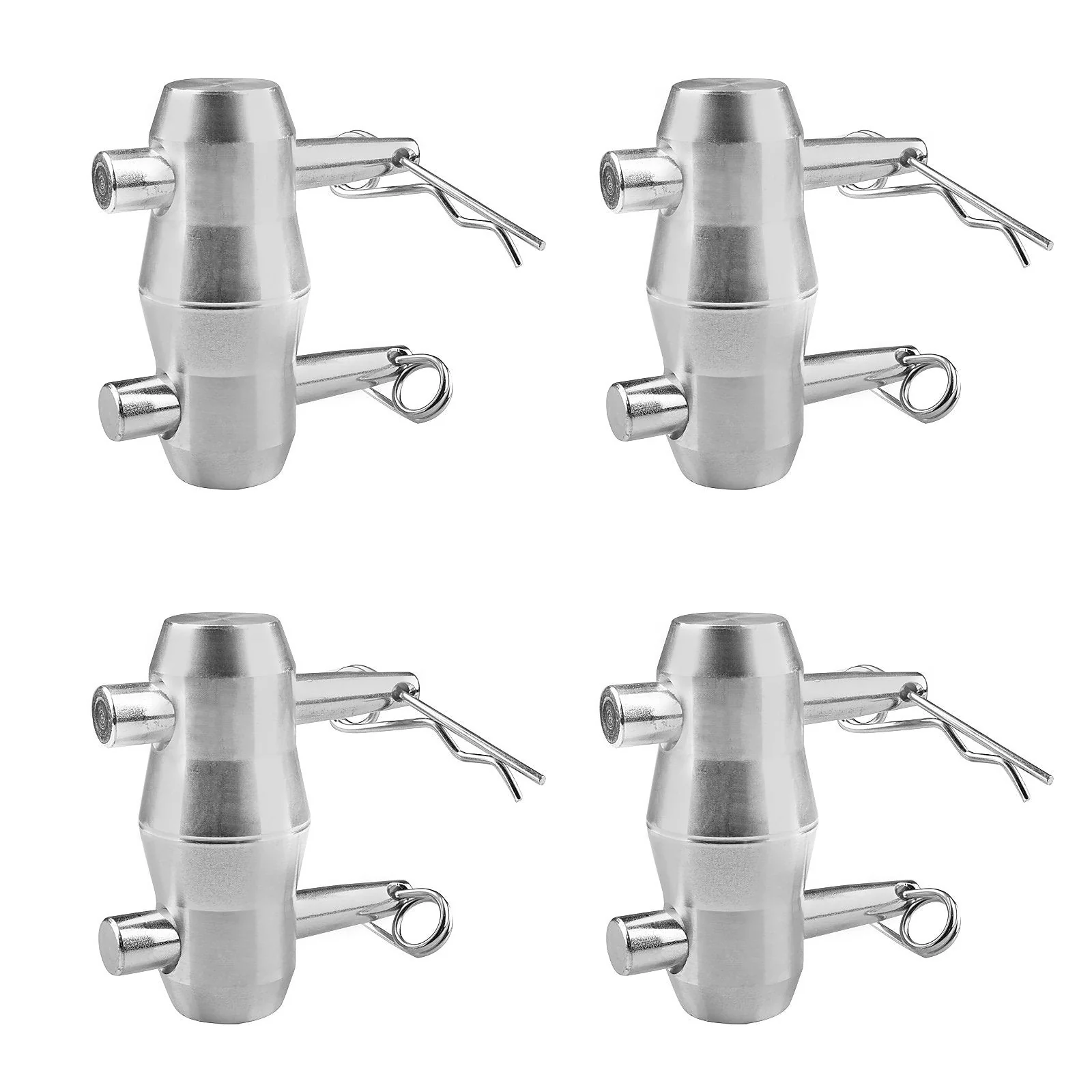 4 Pack Aluminum Double Ended Conical Coupler with Clips Pin, DJ Stage Truss Clamp - Fit F34 F33