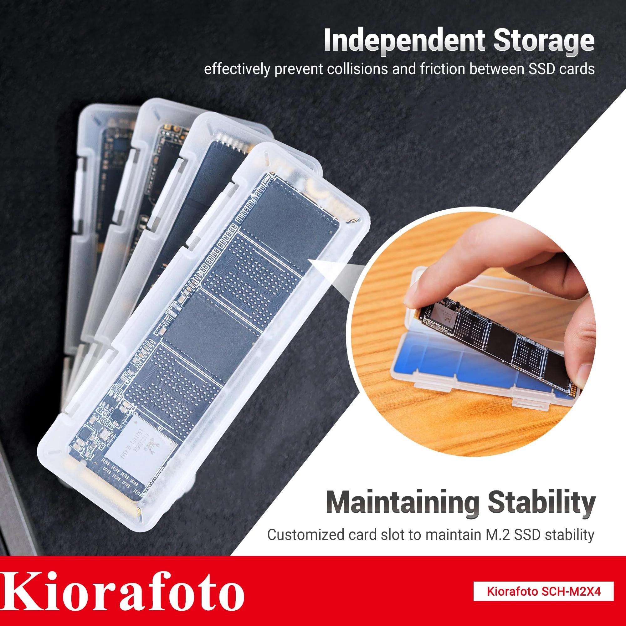 4 PACK Clear Plastic M.2 2280 2260 2242 2230 SSD Case, Portable M.2 NVMe SSD Case Protective Box M.2 2280 Holder Storage with Label, Individual M.2 Drive Storage Case Anti-Static & Shockproof for 4PCS SSDs(Clear) - Image 3