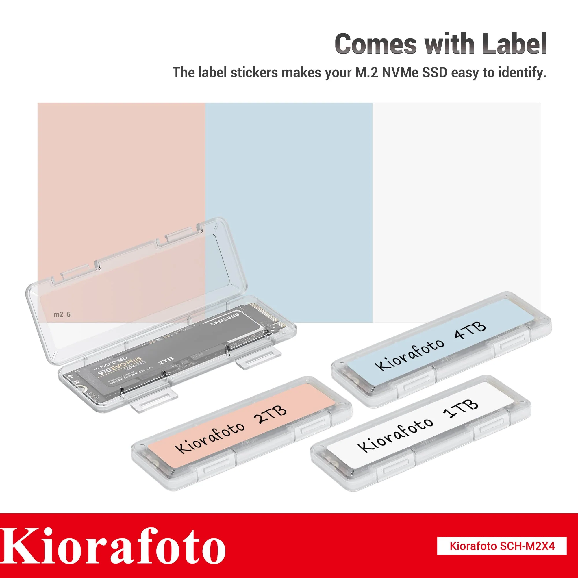 4 PACK Clear Plastic M.2 2280 2260 2242 2230 SSD Case, Portable M.2 NVMe SSD Case Protective Box M.2 2280 Holder Storage with Label, Individual M.2 Drive Storage Case Anti-Static & Shockproof for 4PCS SSDs(Clear) - Image 4