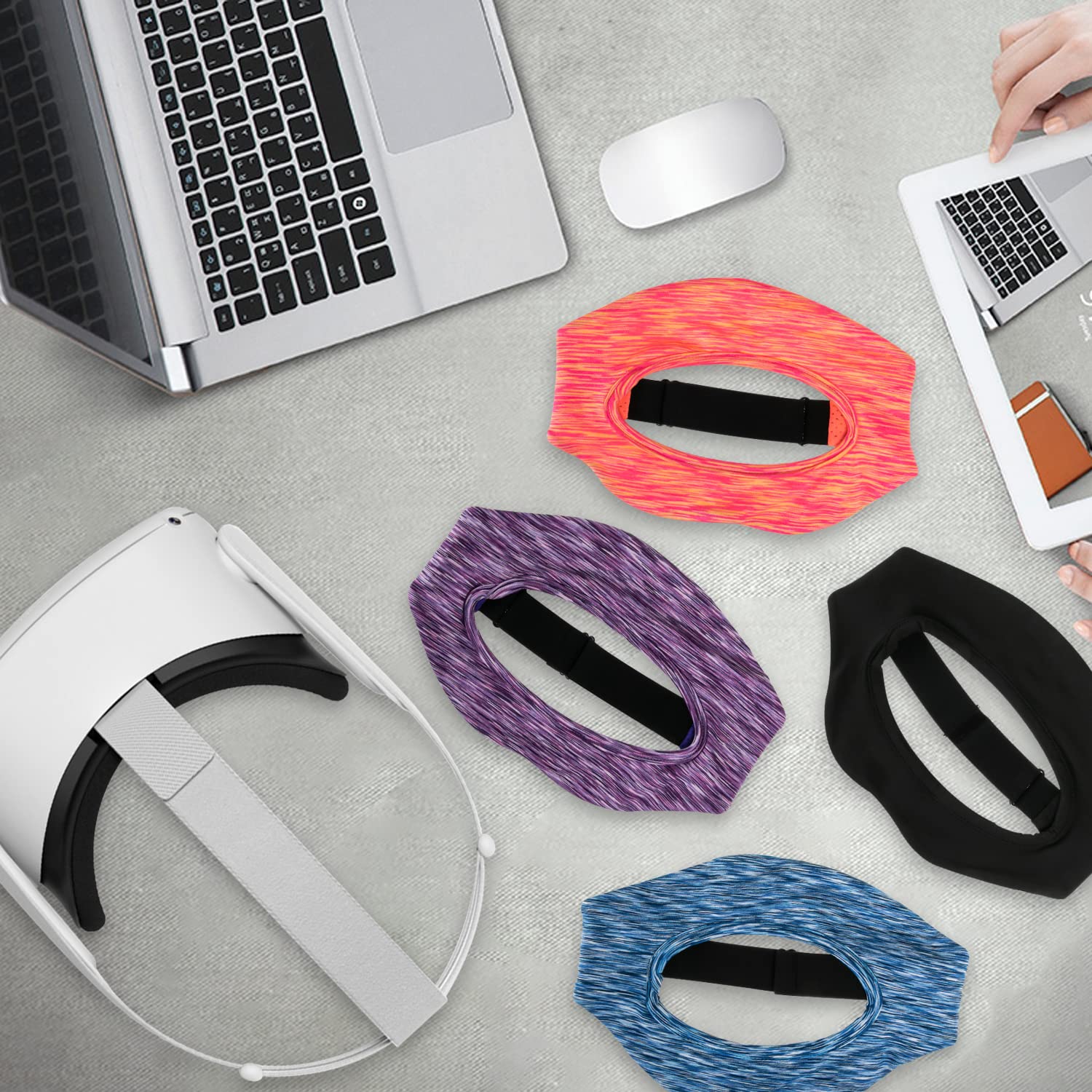 4 Pack Ermorgen Sweat Guard Band Compatible for Quest 3, Breathable Face Cover Virtual Reality Accessories, Elastic Adjustable Protect Facial Skin for Workouts Quest 2 Valve Index Face Gasket - Image 2