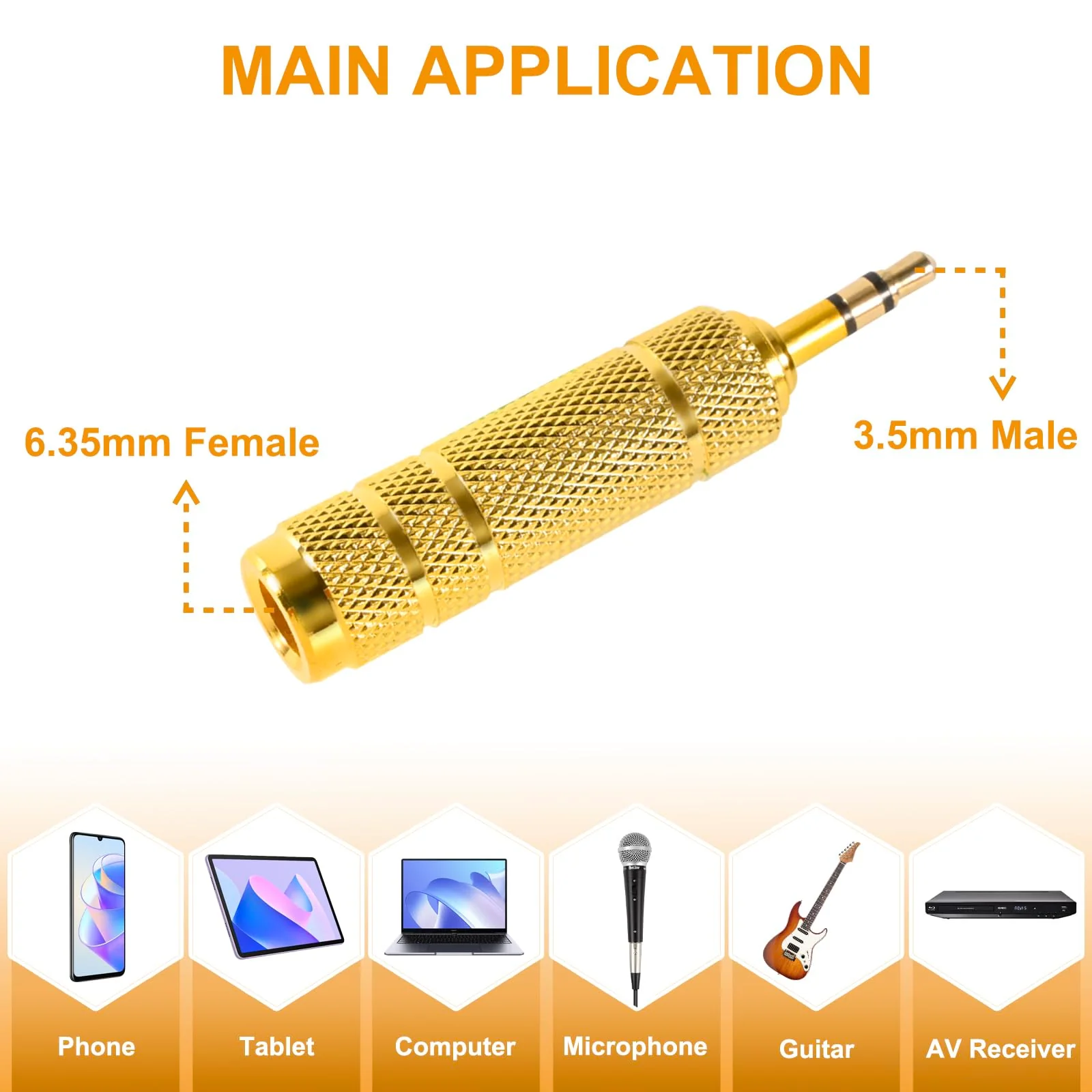4 Pack Headphone Jack 3.5mm (1/8 inch) Male to 6.35mm(1/4 inch) Female Adapter and 6.35mm(1/4) to 3.5mm(1/8) Audio Adapter,Stereo Audio Jack Adapter for Player, Headphone,Guitar Amplifier - Image 2