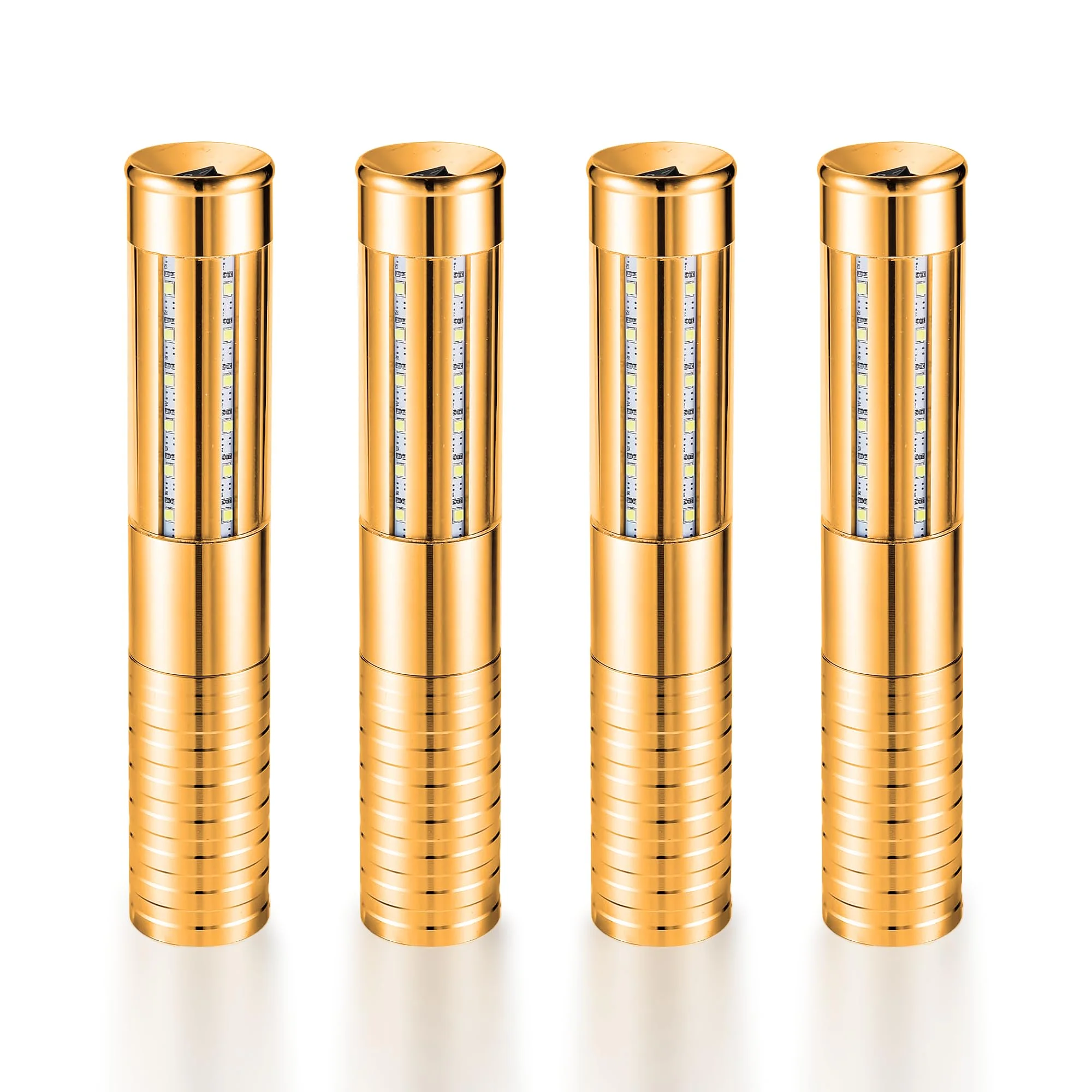 4 Packs Rechargeable LED Strobe Baton Lights Reusable Bottle Service Lights for Liquor Bottles Handheld Service Sparklers for Club Weddings Concert Outdoor Events (Gold-White Light, 4) Gold-White Light