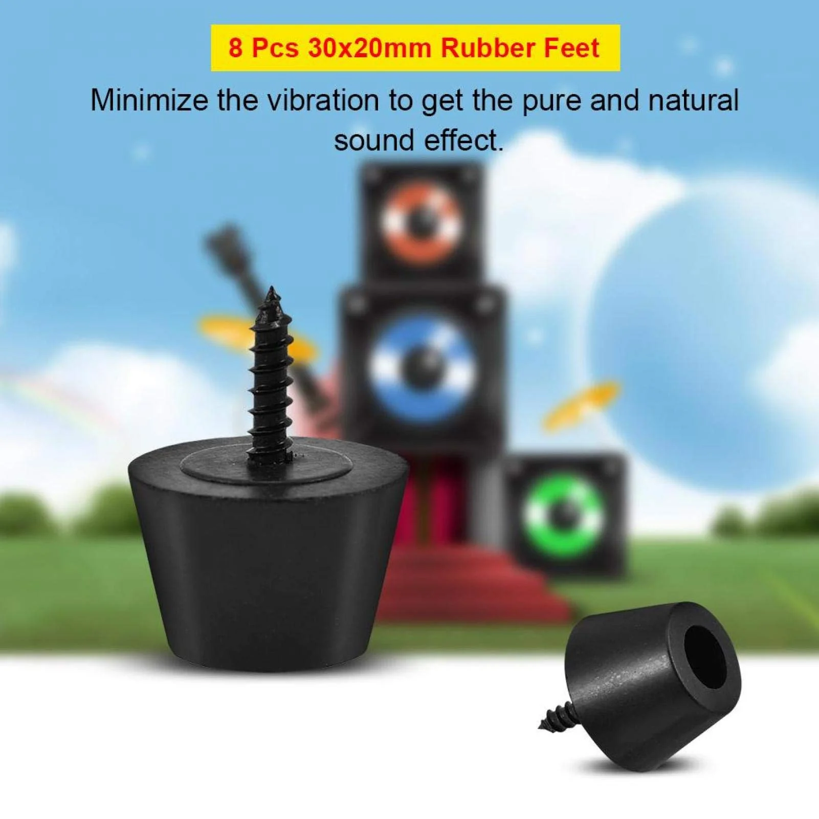 4 Pairs Speaker Rubber Feet Anti-Vibration Base Pad Stand for Speaker Guitar Amplifier w/Screws 30x20mm - Image 5
