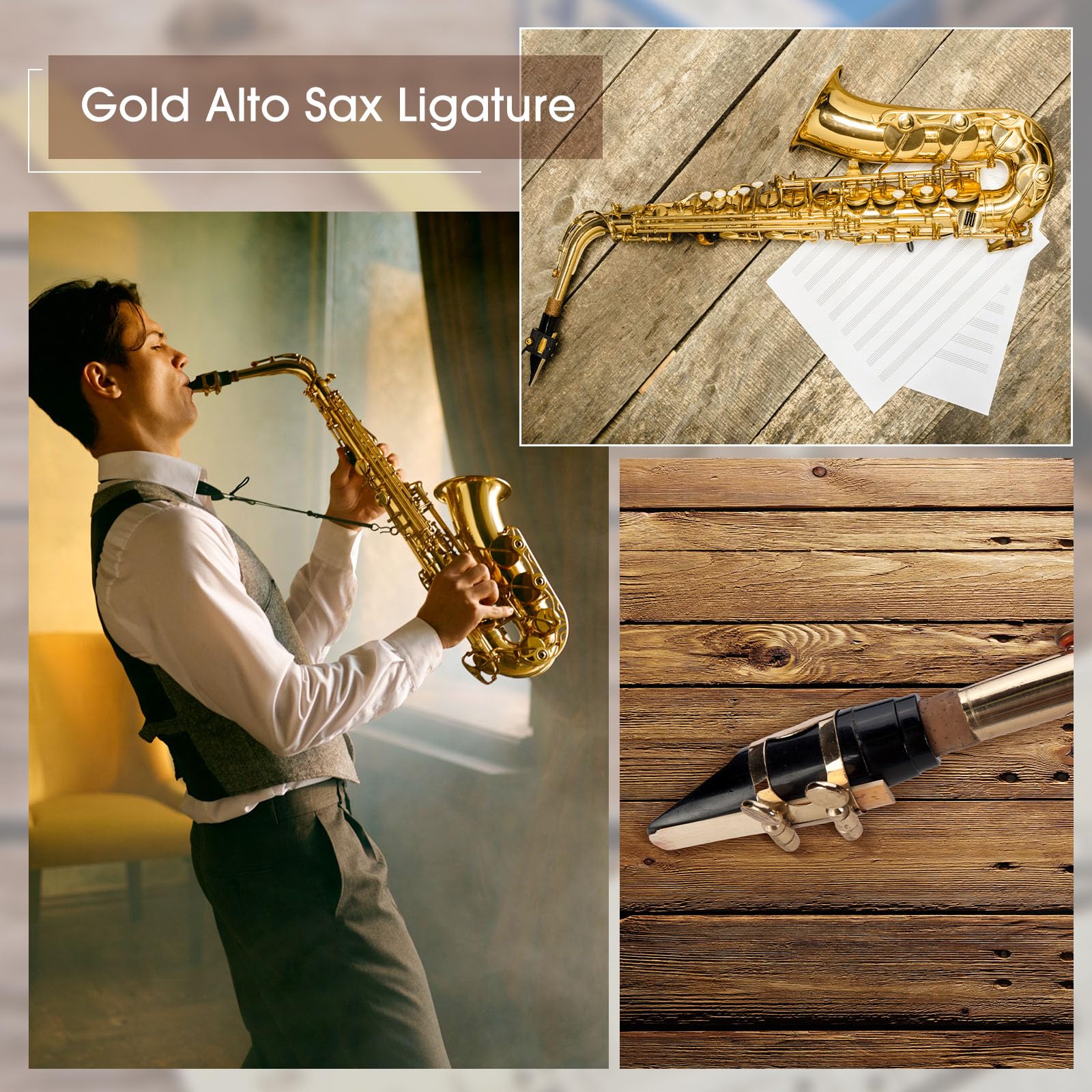 4 Pcs Alto Sax Ligature Alto Saxophone Ligature Gold Alto Saxophone Mouthpiece Ligature with Adjustable Screws Saxophone Ligature Fastener for Sax Mouthpiece Instrument - Image 4