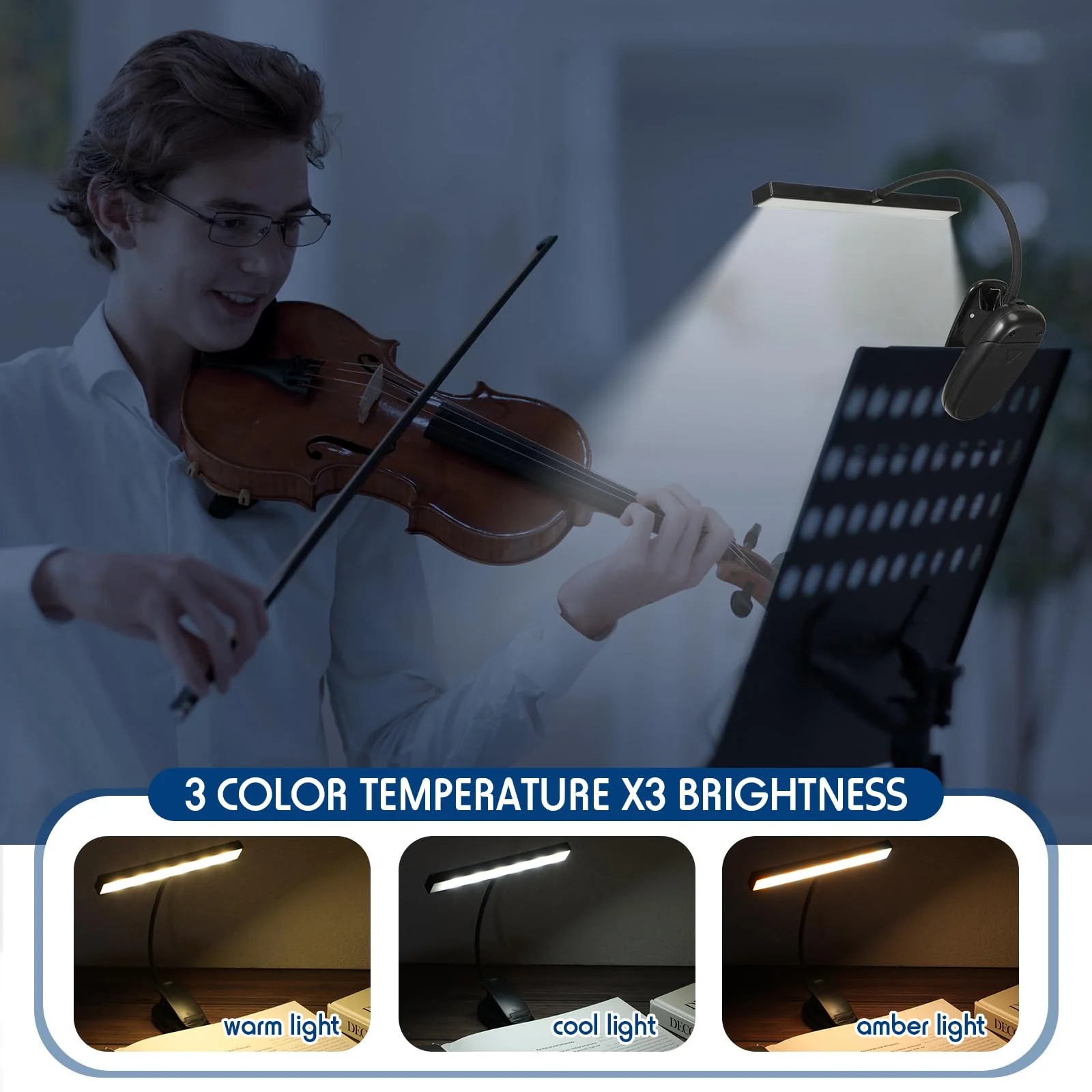 4 Pcs Music Stand Light 18 LED Piano Light Clip on Piano Lamp Adjustable Reading Light USB and AAA Battery(Not Included)/ Rechargeable Operated, 4 Color Temperature Optional (Battery) - Image 5