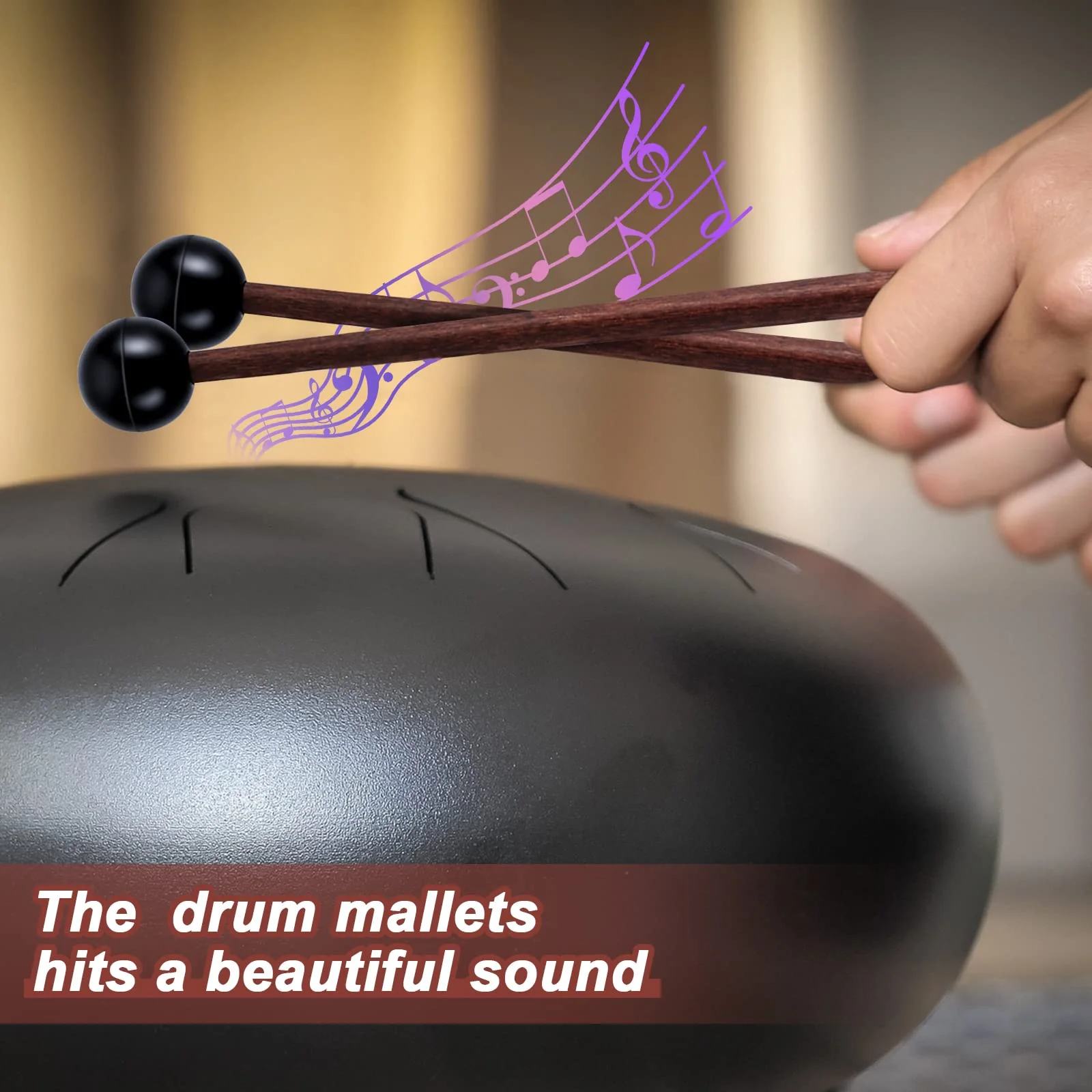 4 Pcs Steel Tongue Drum Mallets 8 Inch Glockenspiel Sticks Drum Stick Mallet and 8 Steel Tongue Drum Finger Sleeves, Silicone Rubber Knocking Finger Picks for Gong Woodblock Drum, Steel Tongue Drum - Image 6