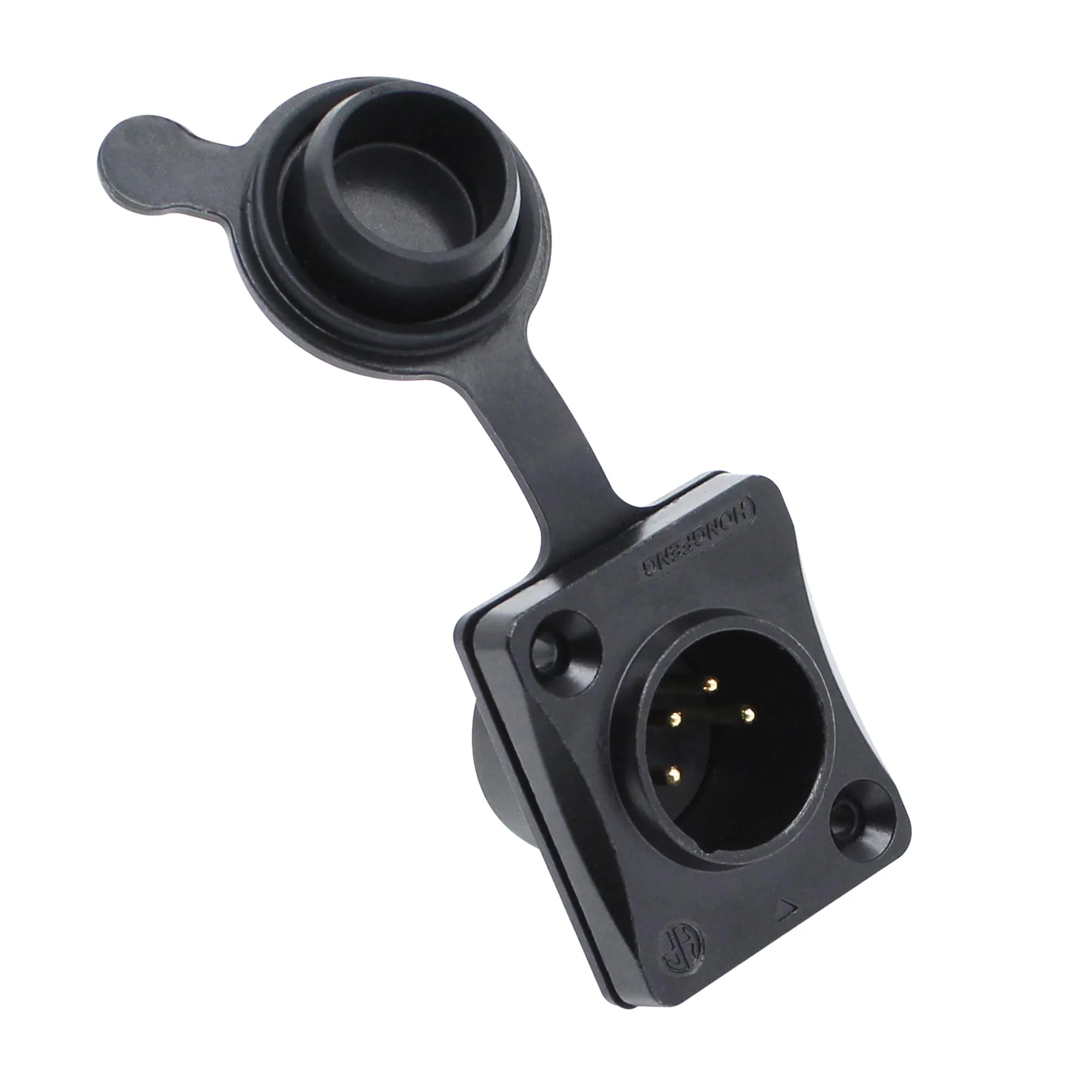 4-Pin XLR Male Jack Panel Mount Jacks with Waterproof Cover,Gold Plated XLR 4 Pin Microphone Audio Jack Connector D Series Size,Black Male,Black
