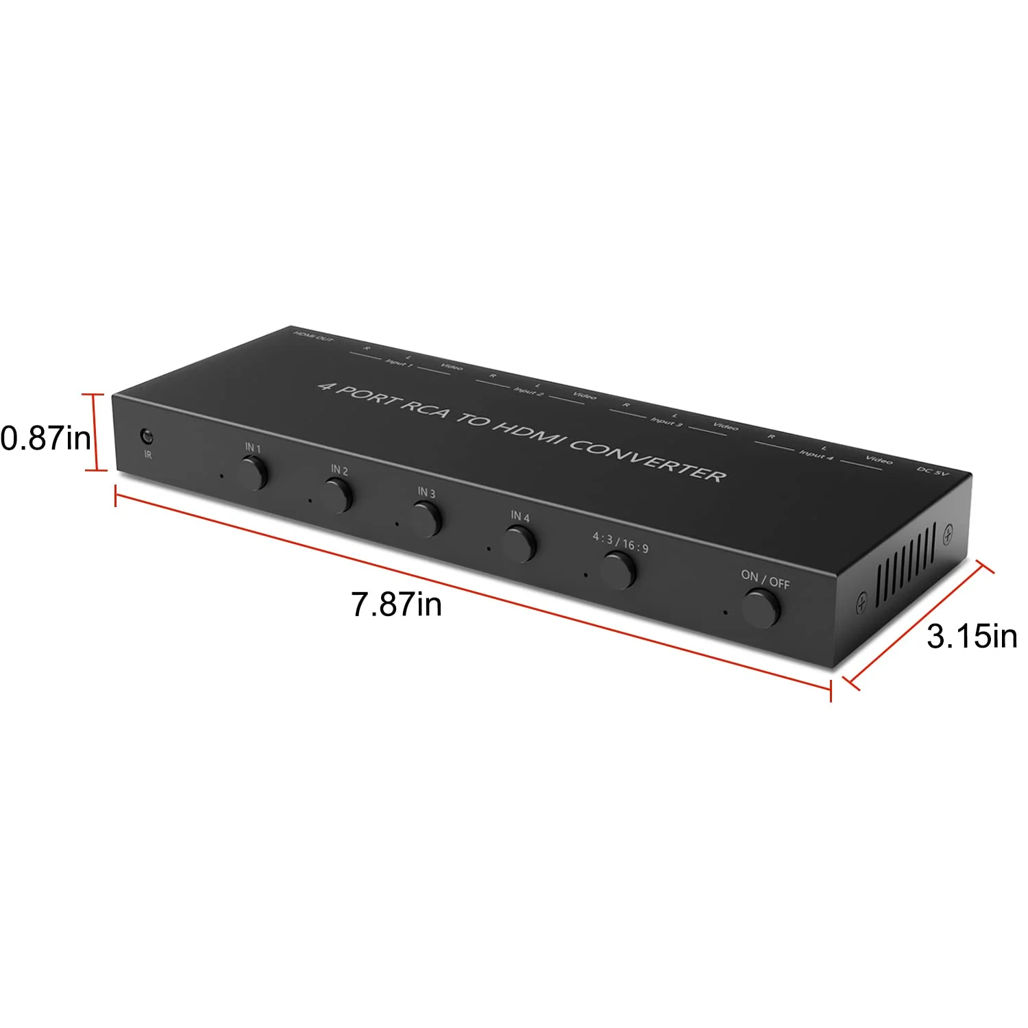 4 Port RCA to HDMI Converter 1080P/720P RCA Composite CVBS AV Switch to HDMI Converter Adapter Support 4:3/16:9 Switch, for Sega Xbox PS1 PS2 PS3 N64 NGC SNES WII VHS VCR Camera DVD(With Remote) 4 Way RCA Converter - Image 5