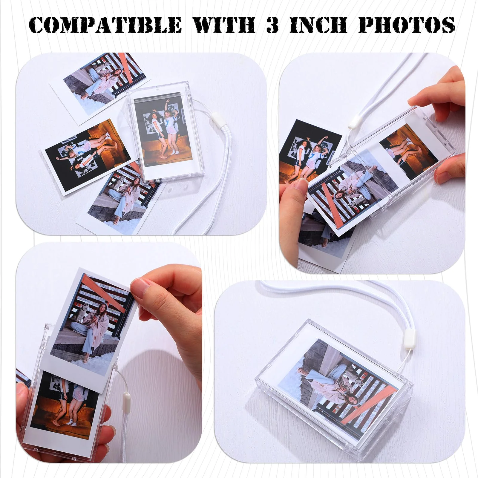 4 Set Mini Photo Holder Storage Case Compatible with Fujifilm Instax Mini 12/11/90/40/9/8/7/7+/evo 3 Inch Photo Storage Box Instant Camera Picture Case Photo Holder with Wrist Lanyard Camera Accessory - Image 4