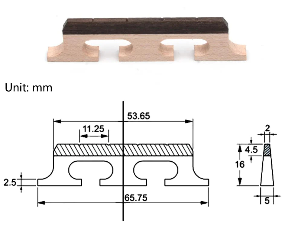 4-String Banjo Bridge Ebony Maple Bridge Banjo Banjolele Parts Accessories 2Pcs 4-String Bridge - Image 4