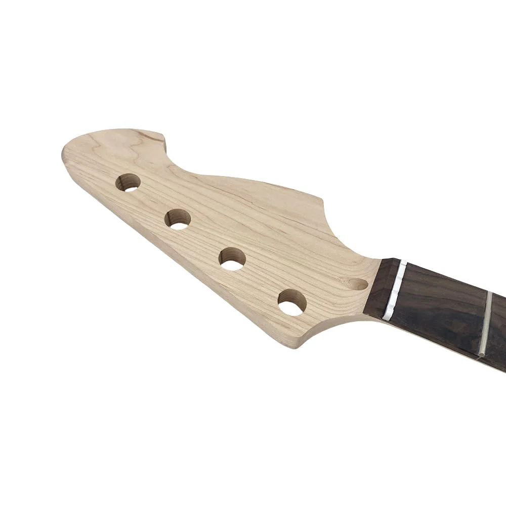 4-String Electric Bass Guitar Neck - 22 Frets, 34" Maple with Rosewood Fretboard, Bolt-On Replacement Neck - 42mm Nut Width, 65mm Heel, Unfinished DIY Bass Part - Image 2