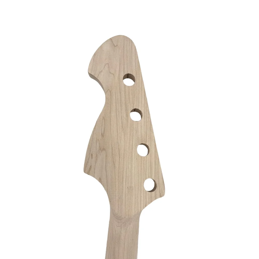4-String Electric Bass Guitar Neck - 22 Frets, 34" Maple with Rosewood Fretboard, Bolt-On Replacement Neck - 42mm Nut Width, 65mm Heel, Unfinished DIY Bass Part - Image 3