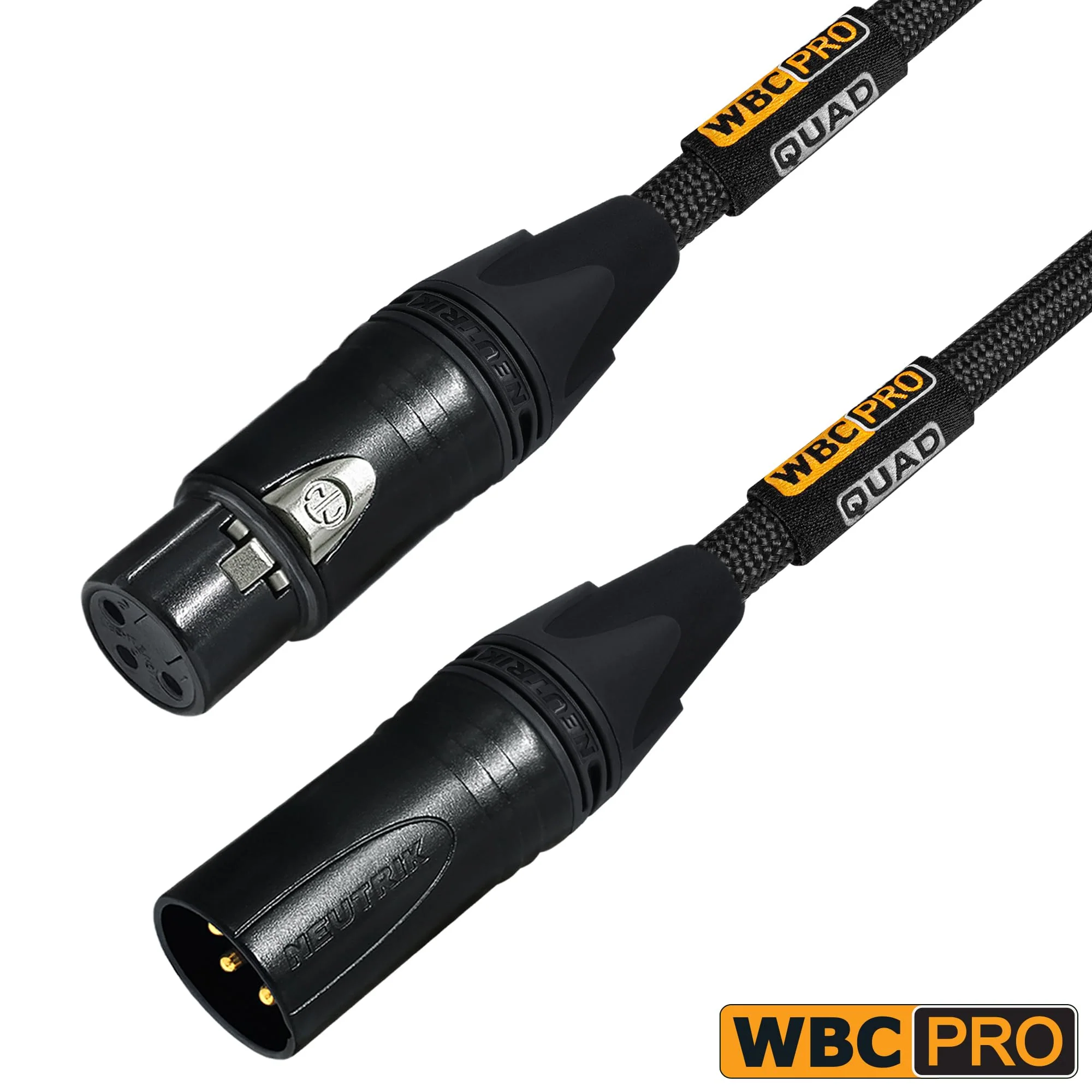 4 Units - 1.5 Foot - WBC-PRO-Quad Ultra-Silent Ultra-Flexible Balanced Star-Quad Cable with Neutrik Male & Female XLR Plugs & Black Tweed Jacket - Image 5