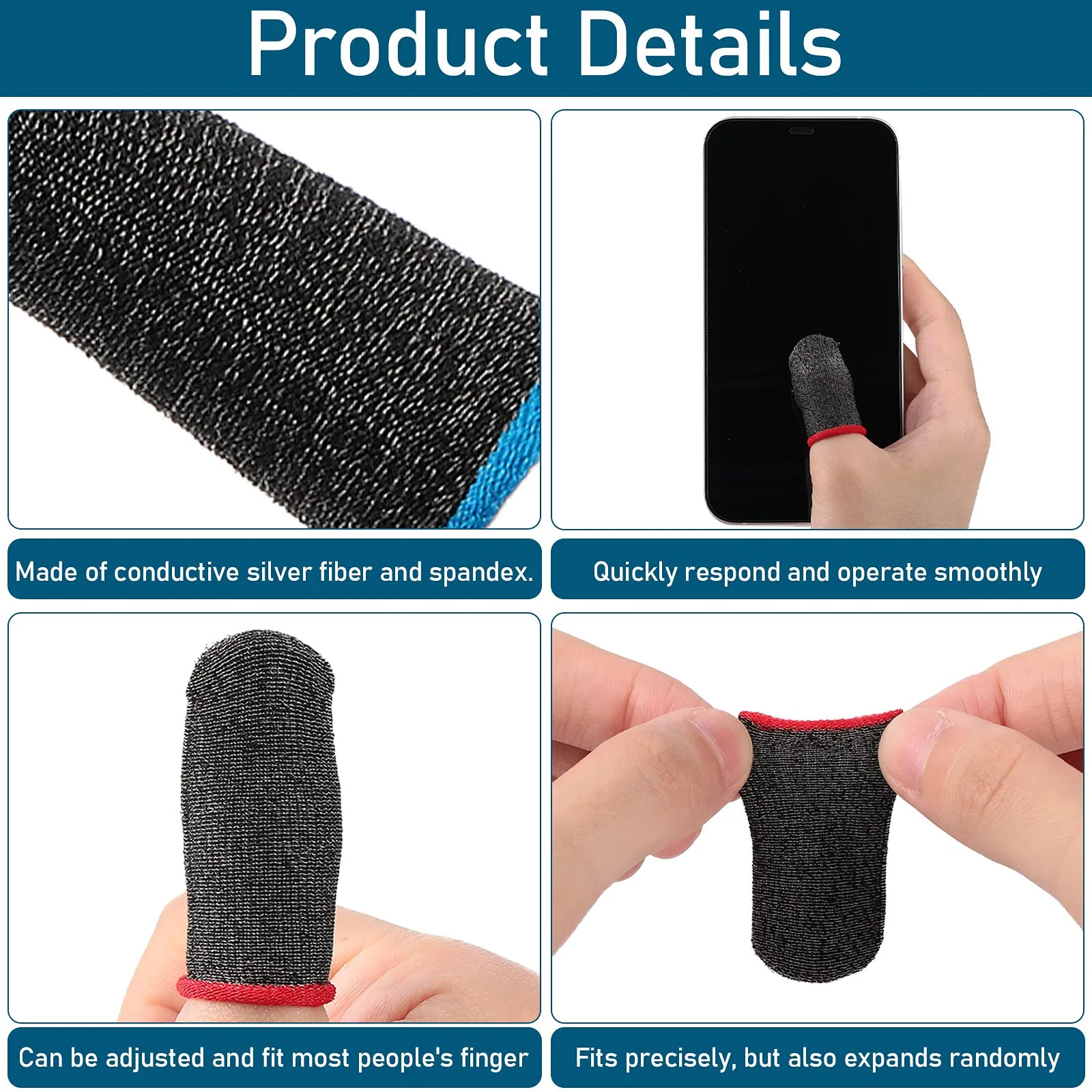 40 Pieces Gaming Finger Sleeve For Gaming Thumb Sleeves Mobile Gaming Finger Protector (Simple Colors) Simple Colors - Image 7